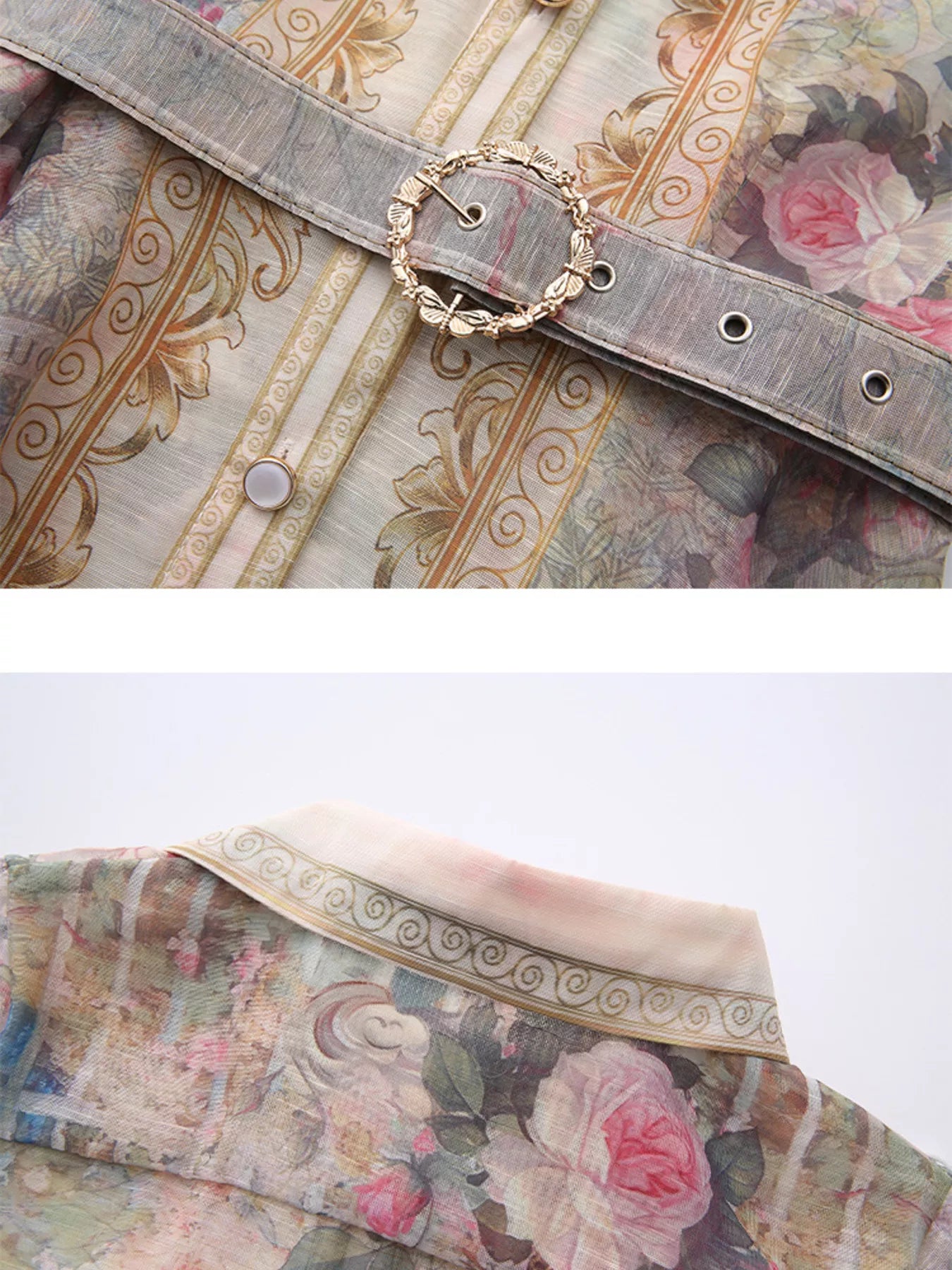 Floral Print Belted Shirt Dress