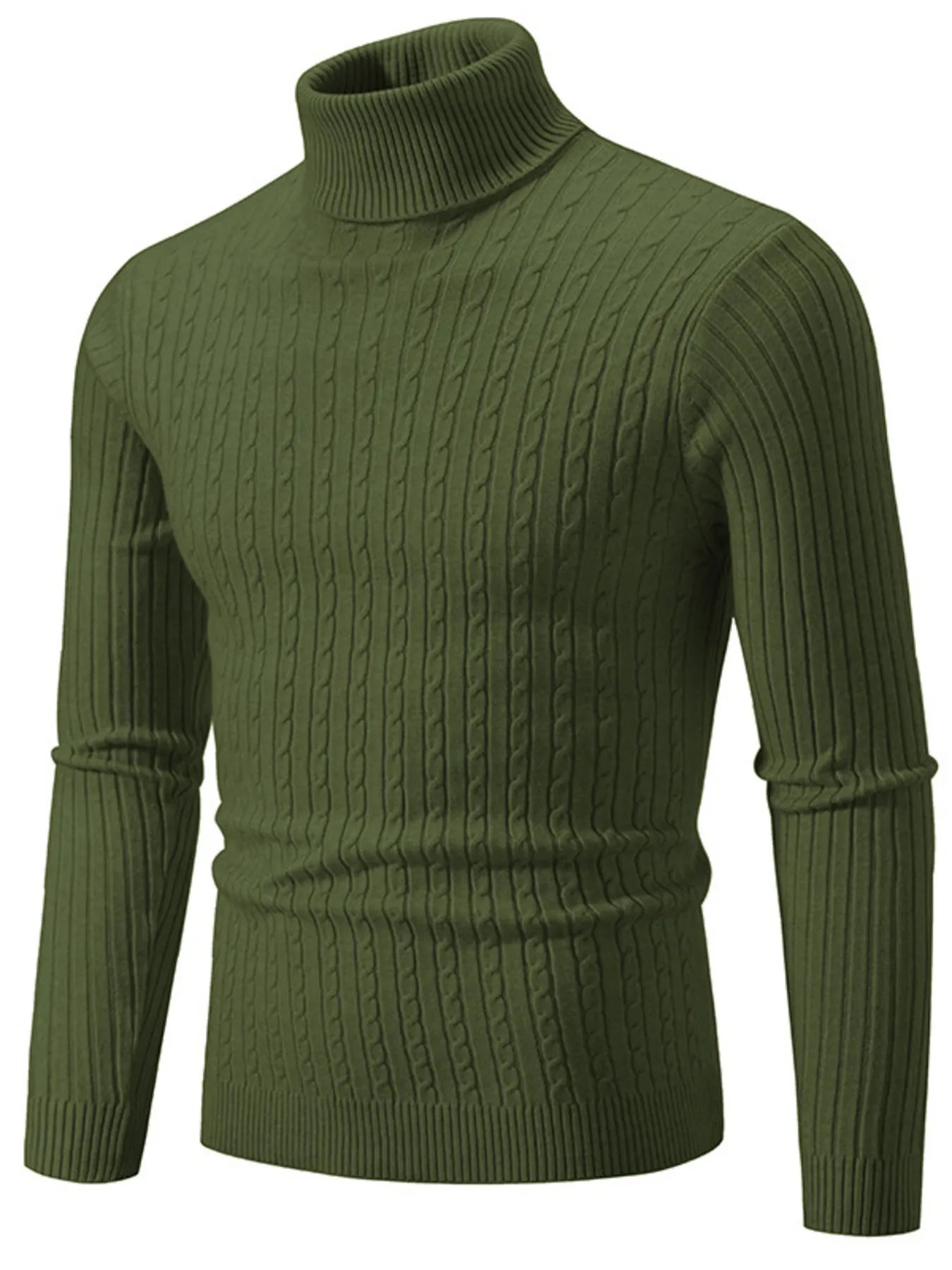 Men's Plus Size Ribbed Turtleneck Long Sleeve Sweater