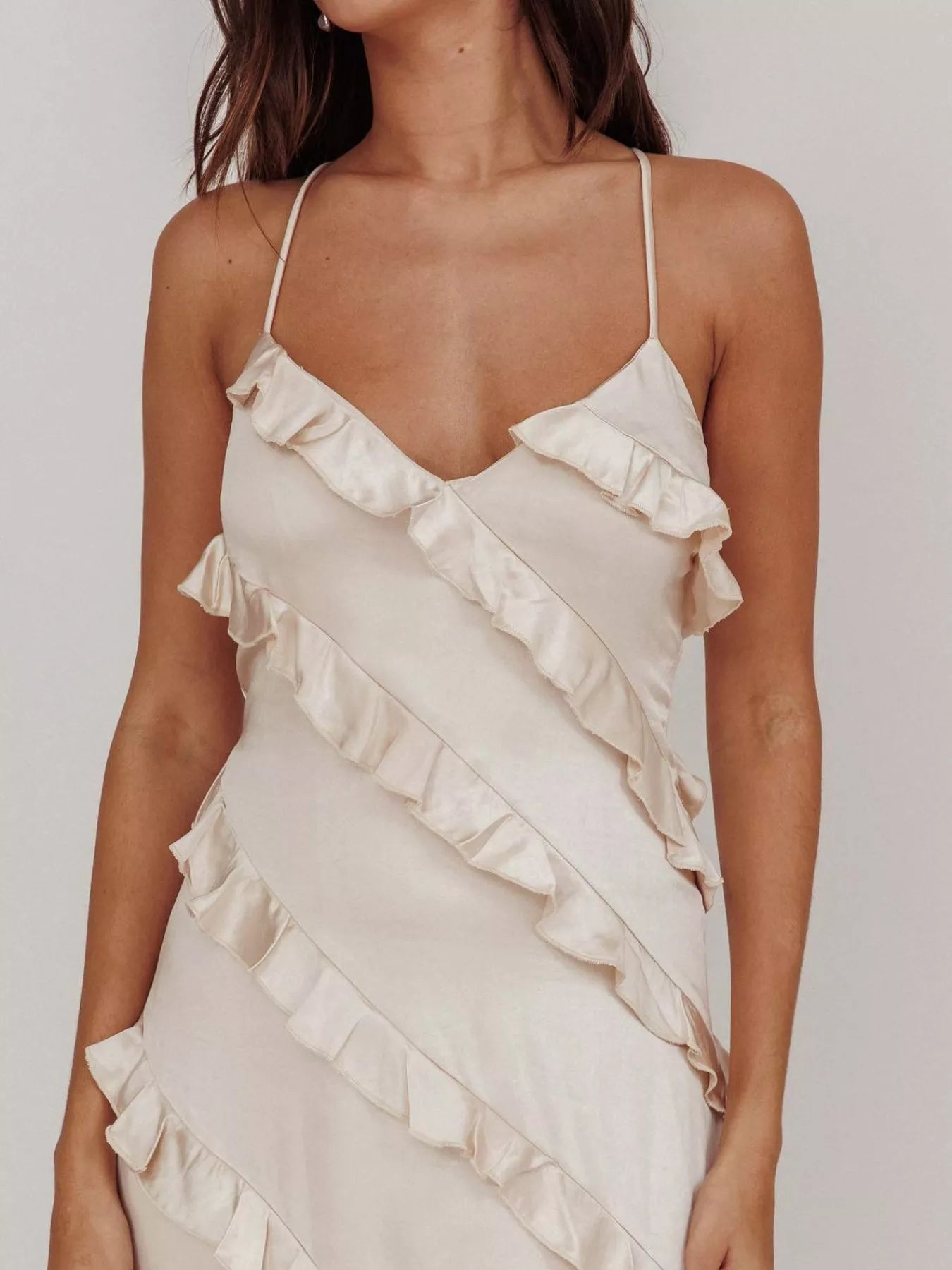 Ruffled Spaghetti Strap Maxi Dress