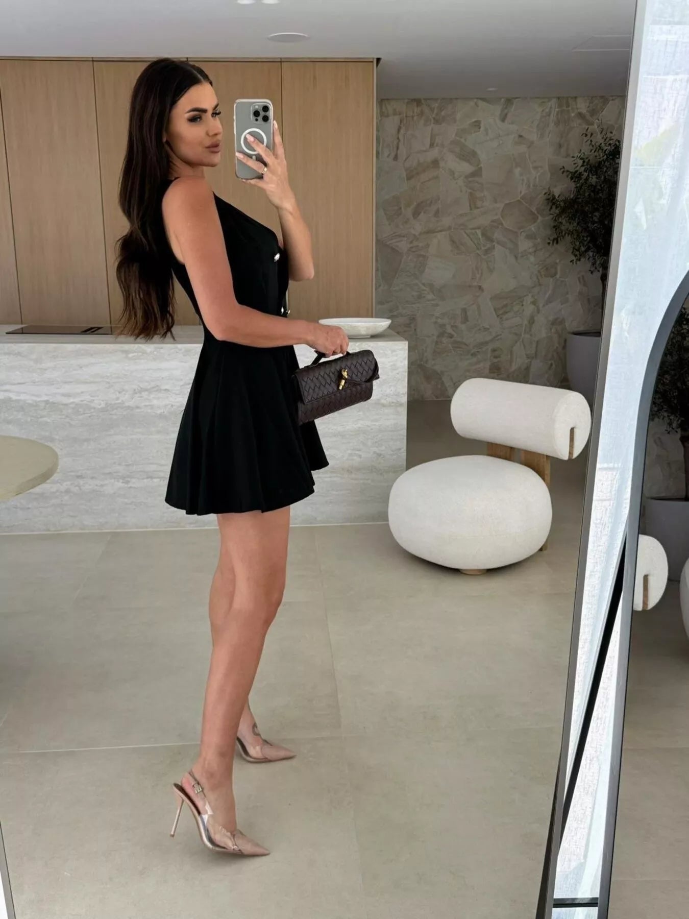 Double-Breasted V-Neck Mini Dress