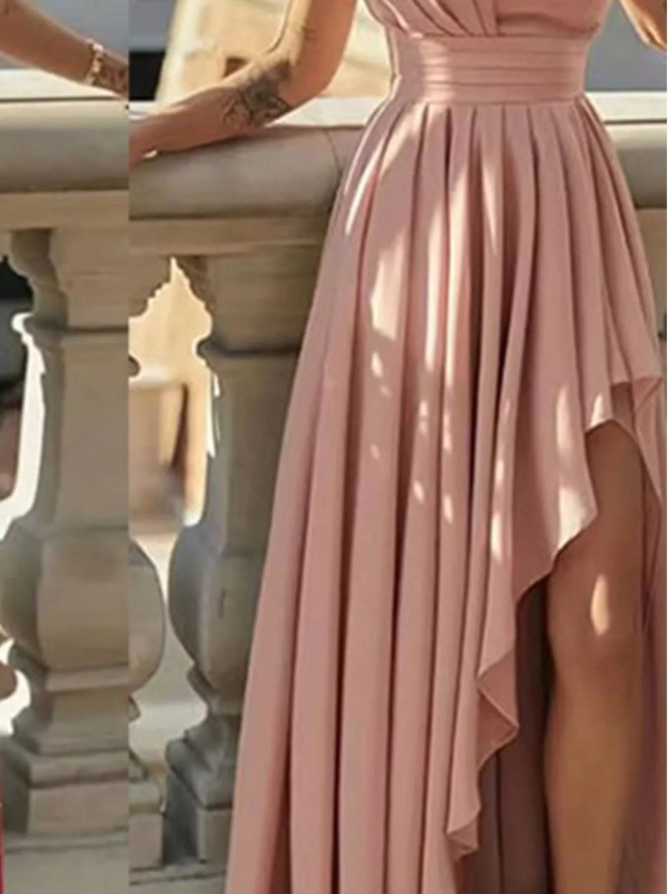 One-Shoulder Asymmetrical Hem Maxi Dress
