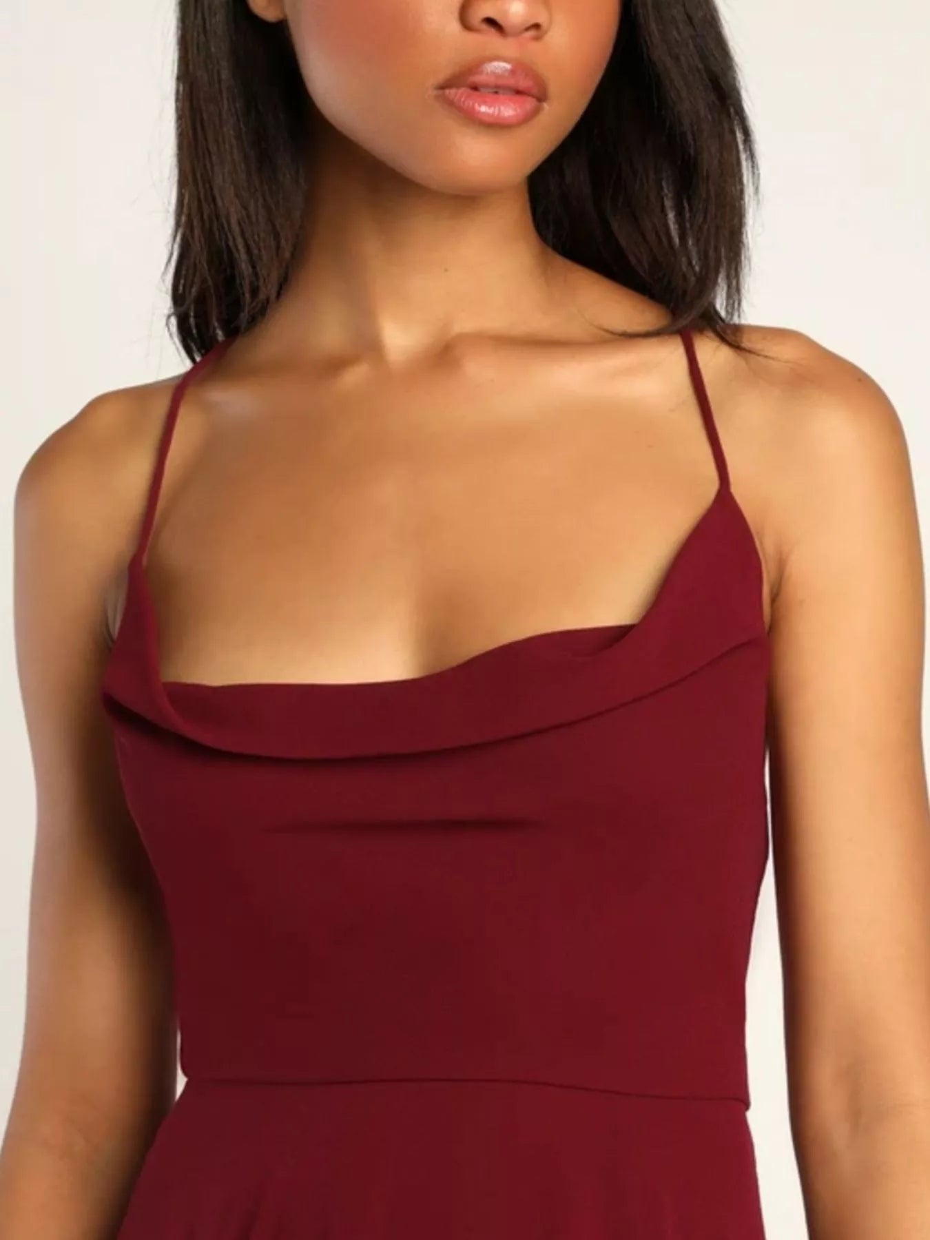 Slit Cowl Neck Maxi Dress