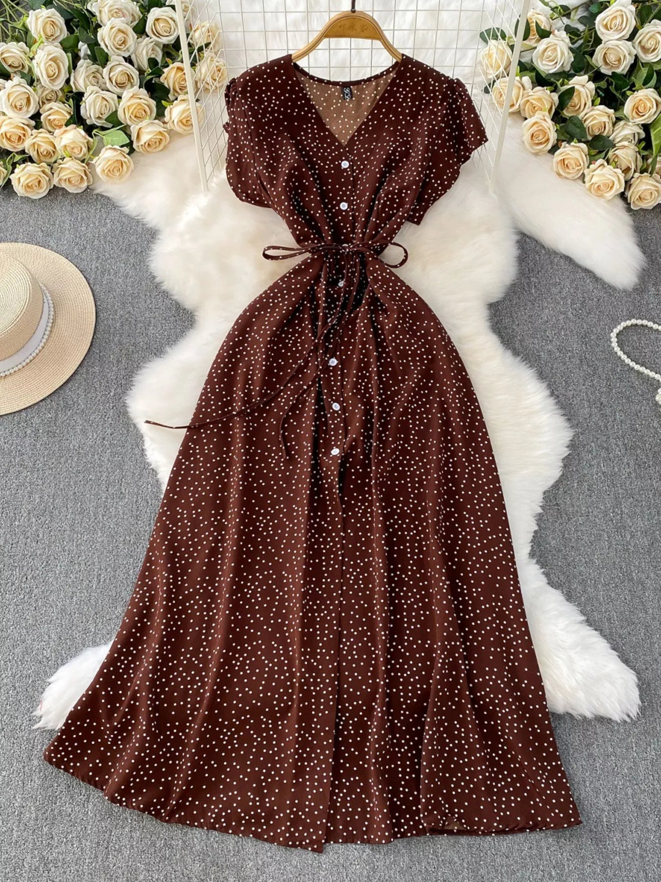 Polka Dot Button-Down Dress