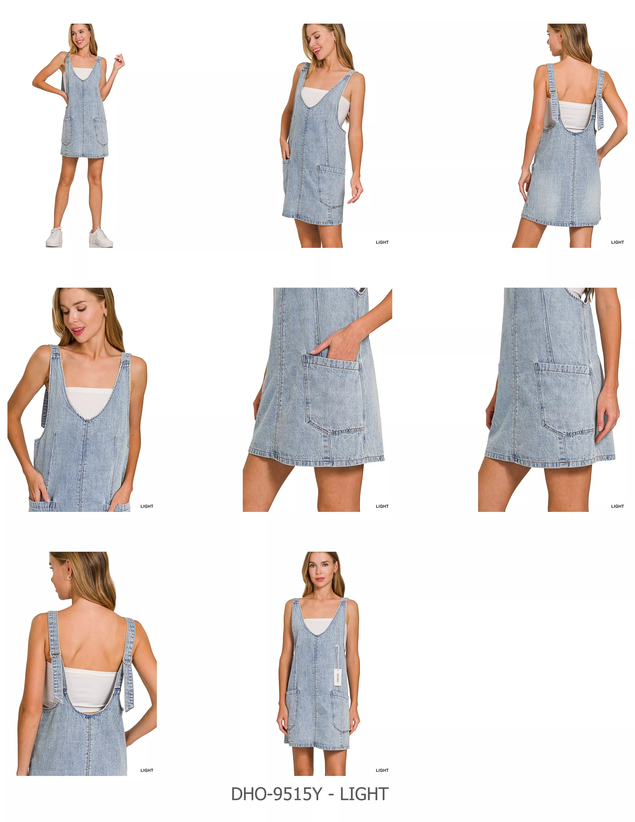 Zenana Denim Overall Dress with Front Pockets