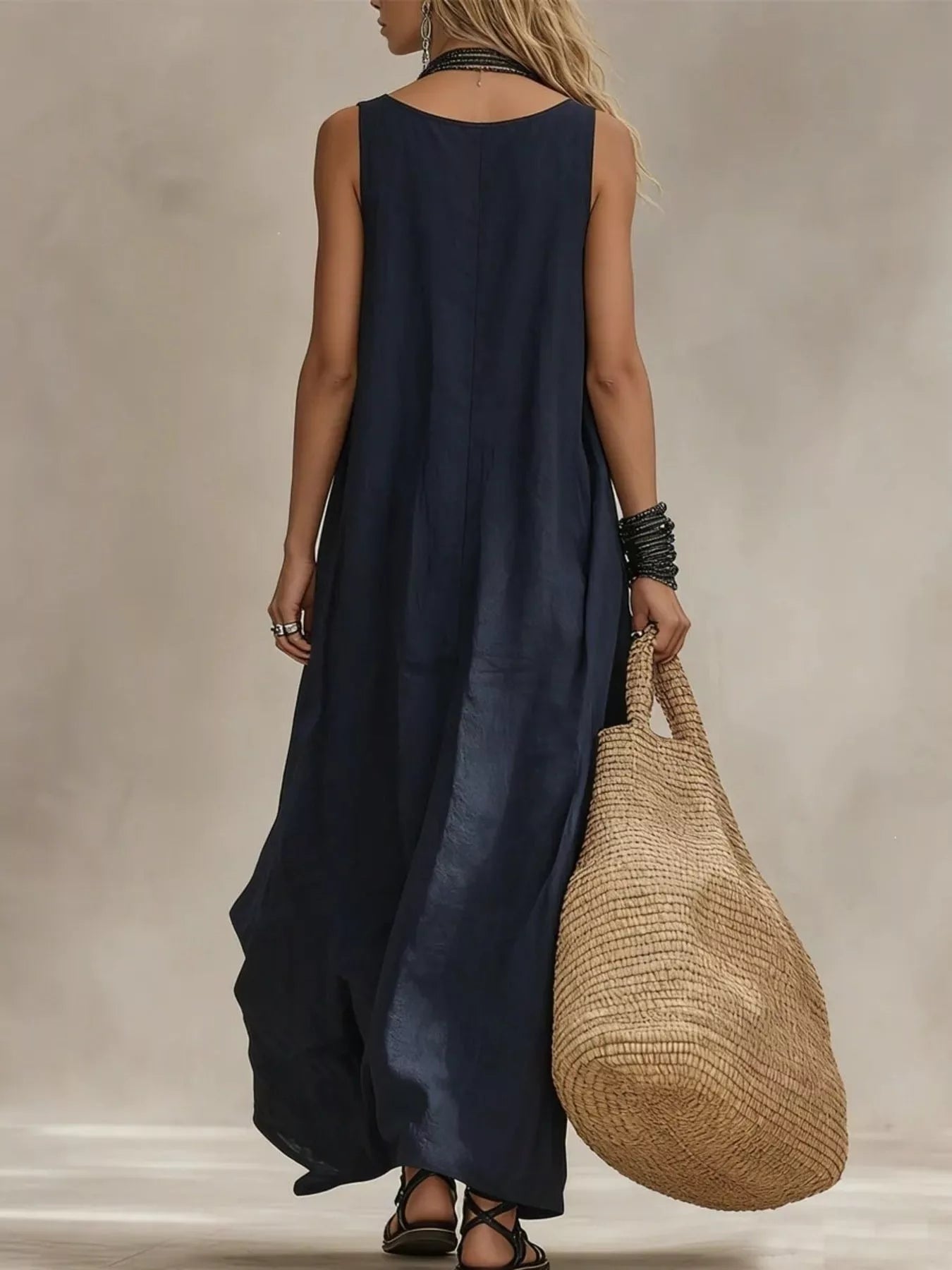 Full Size Scoop Neck Sleeveless Maxi Dress Plus Size