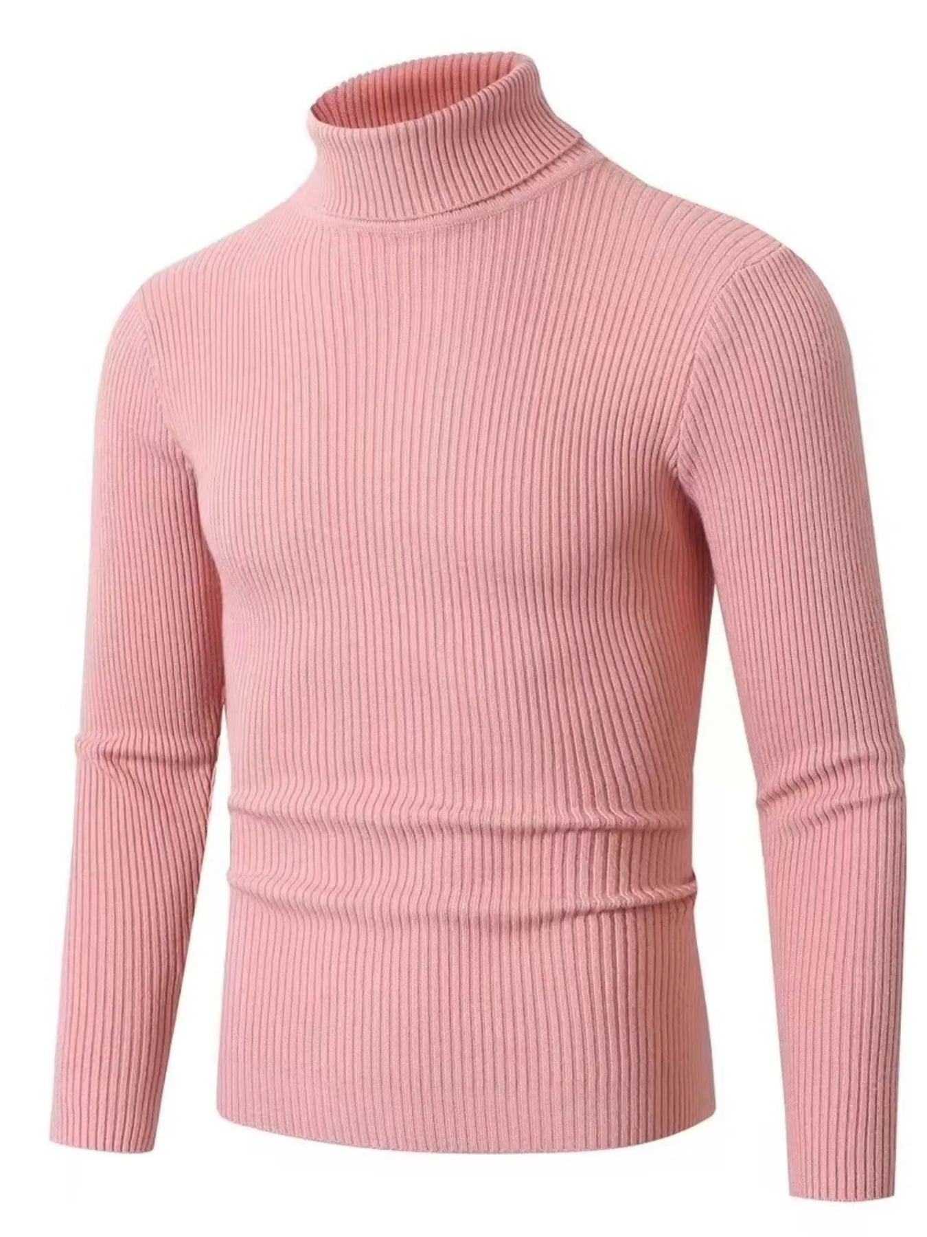 Men's Plus Size Ribbed Turtleneck Long Sleeve Sweater