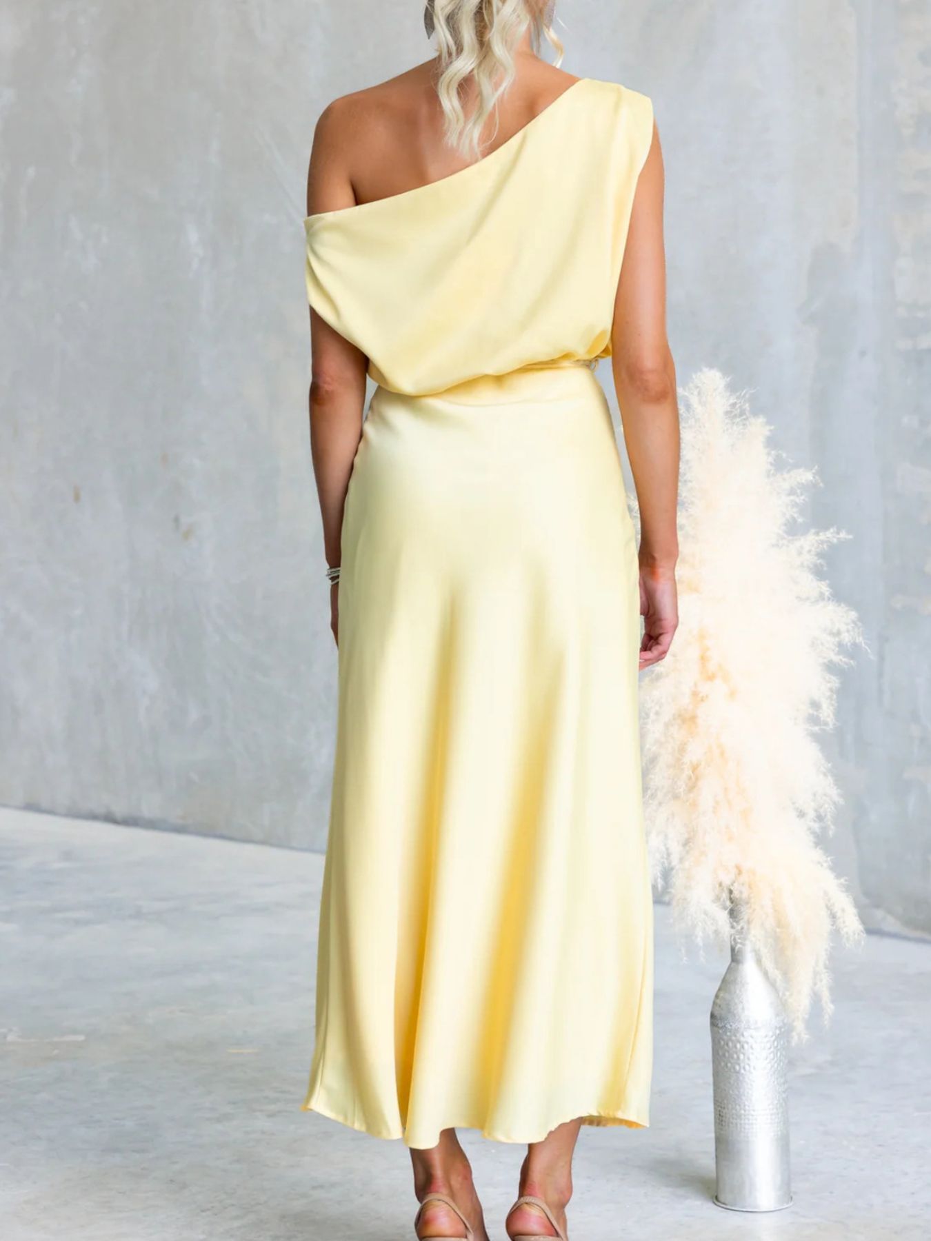 One-Shoulder Tied Midi Dress
