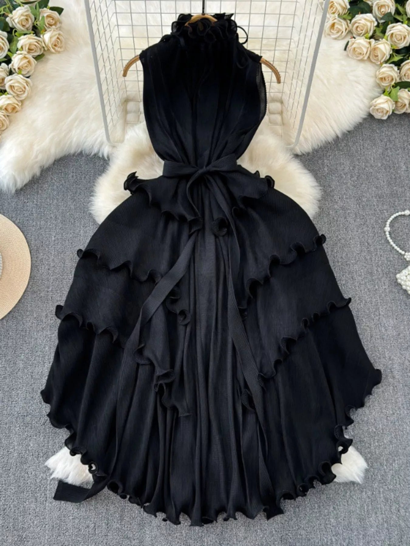 Ruffled Tiered Sleeveless Midi Dress