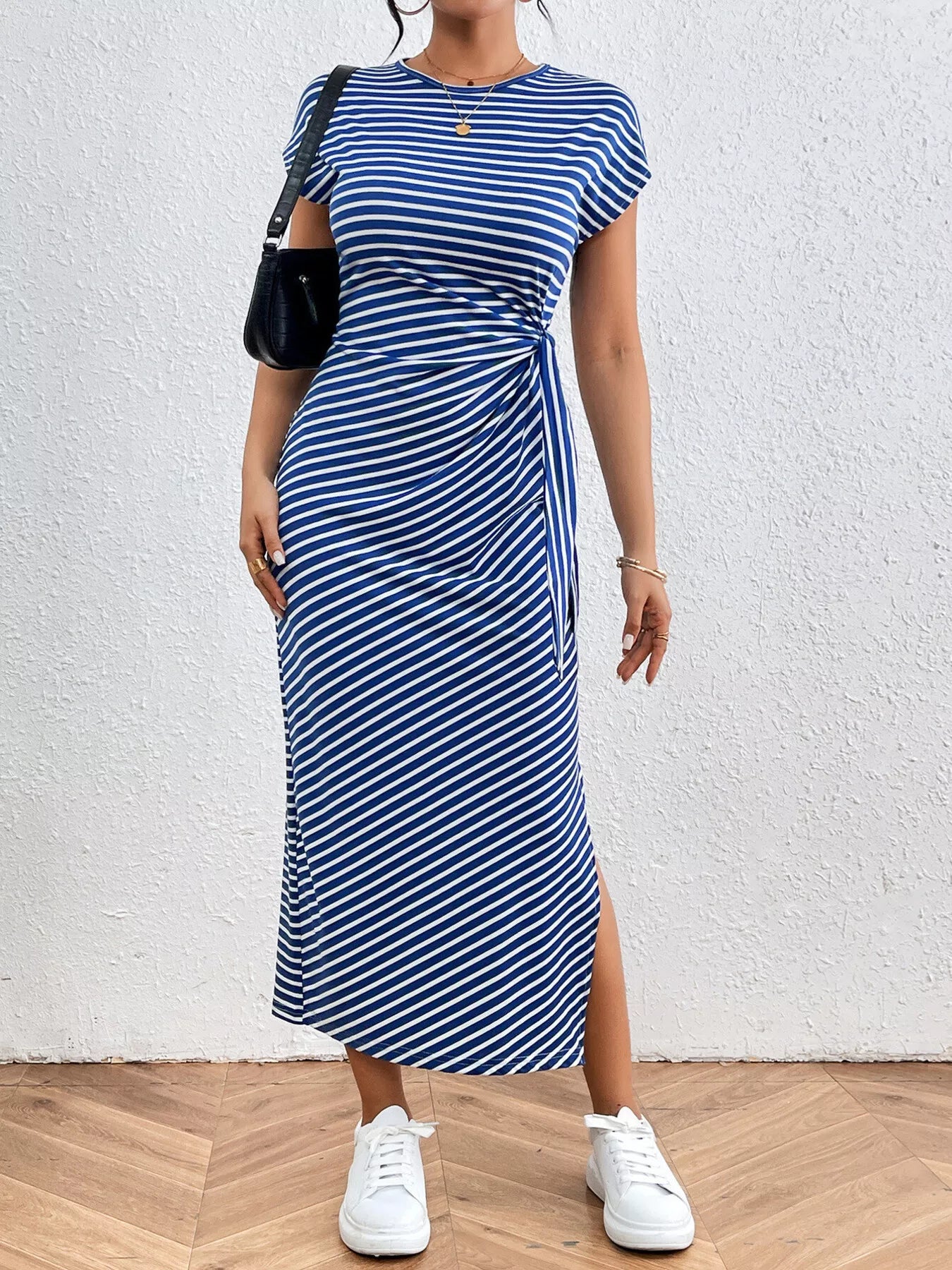 Striped Tie-Waist Midi Dress