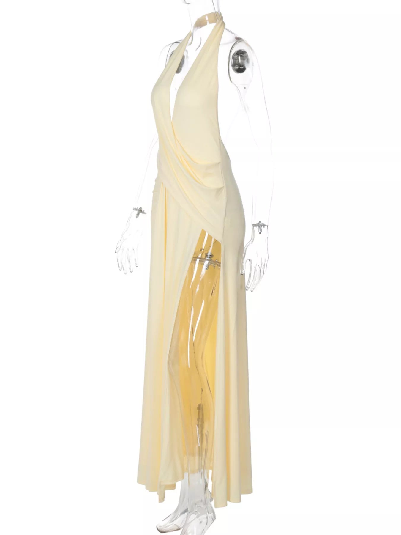 Split Backless Halter Neck Maxi Dress