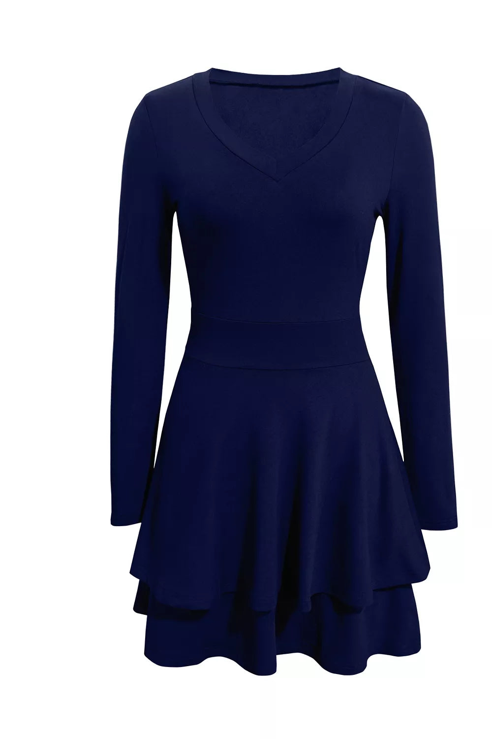 Layered Long Sleeve V-Neck Mini Dress