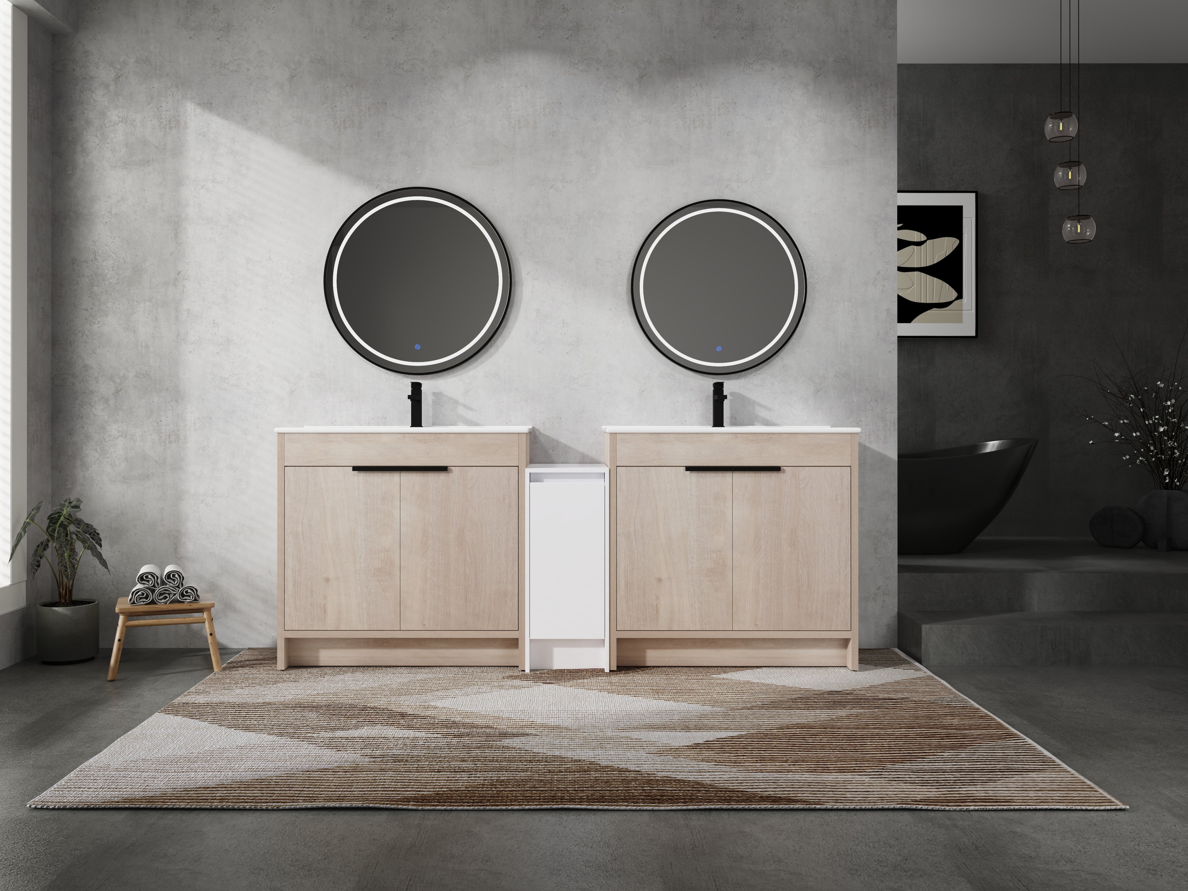 84 Inch Freestanding Bathroom Vanity with Ceramic Sink