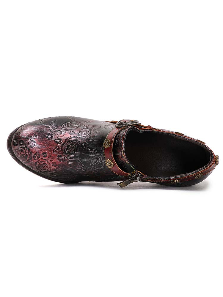 Adalee Retro Floral Embossed Shoes