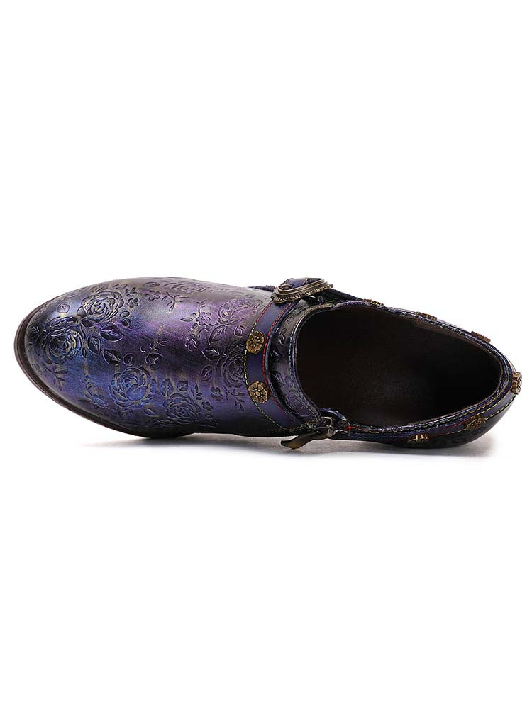 Adalee Retro Floral Embossed Shoes