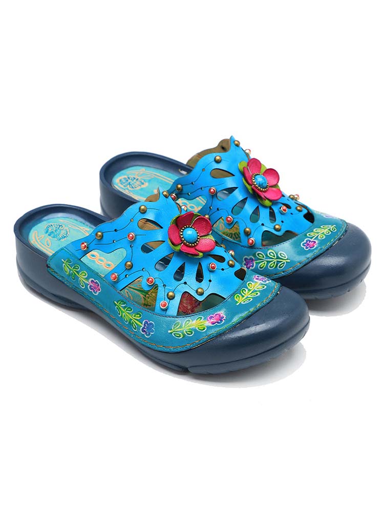 Vintage Printed Flowers Pattern Sandals