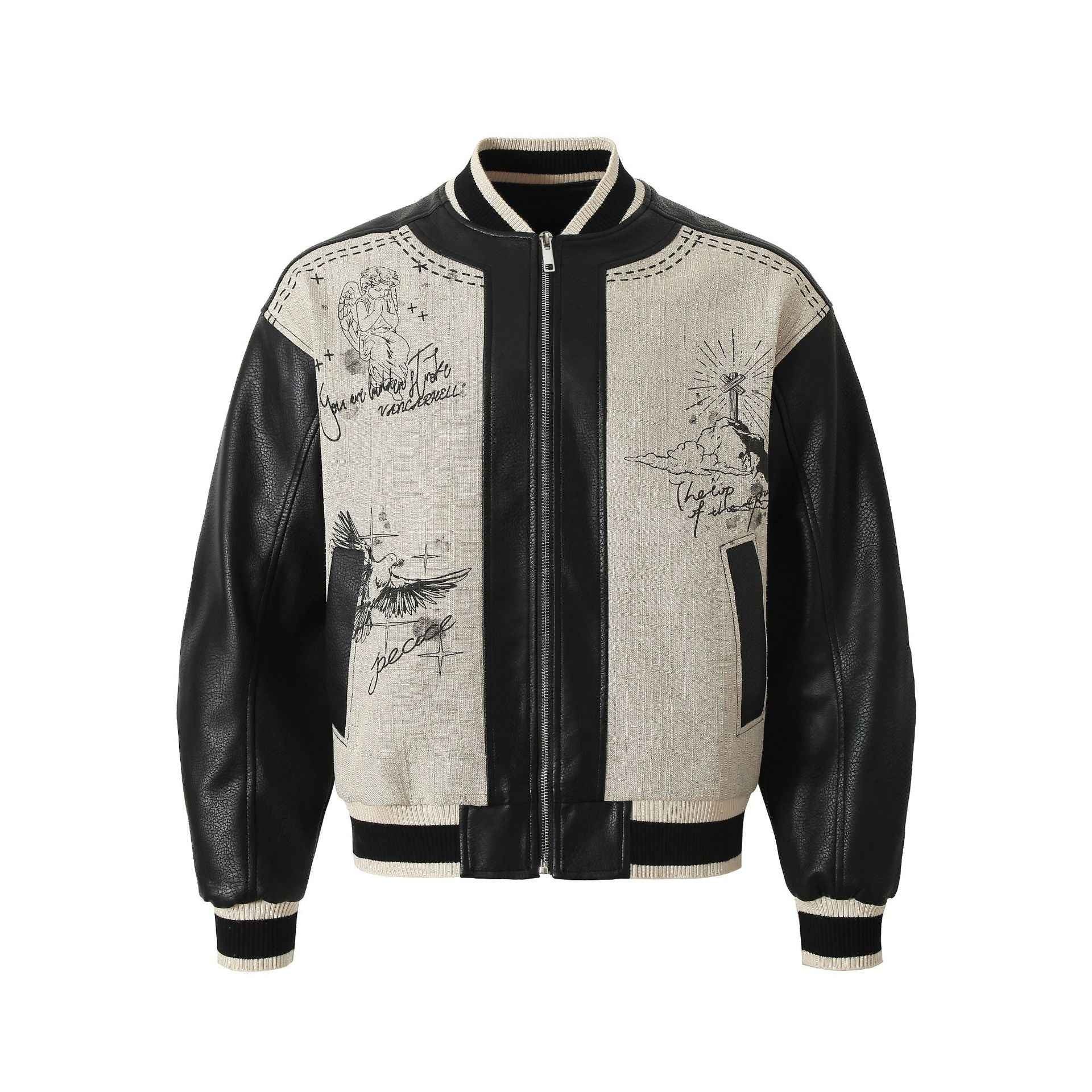 Printed leather jacket