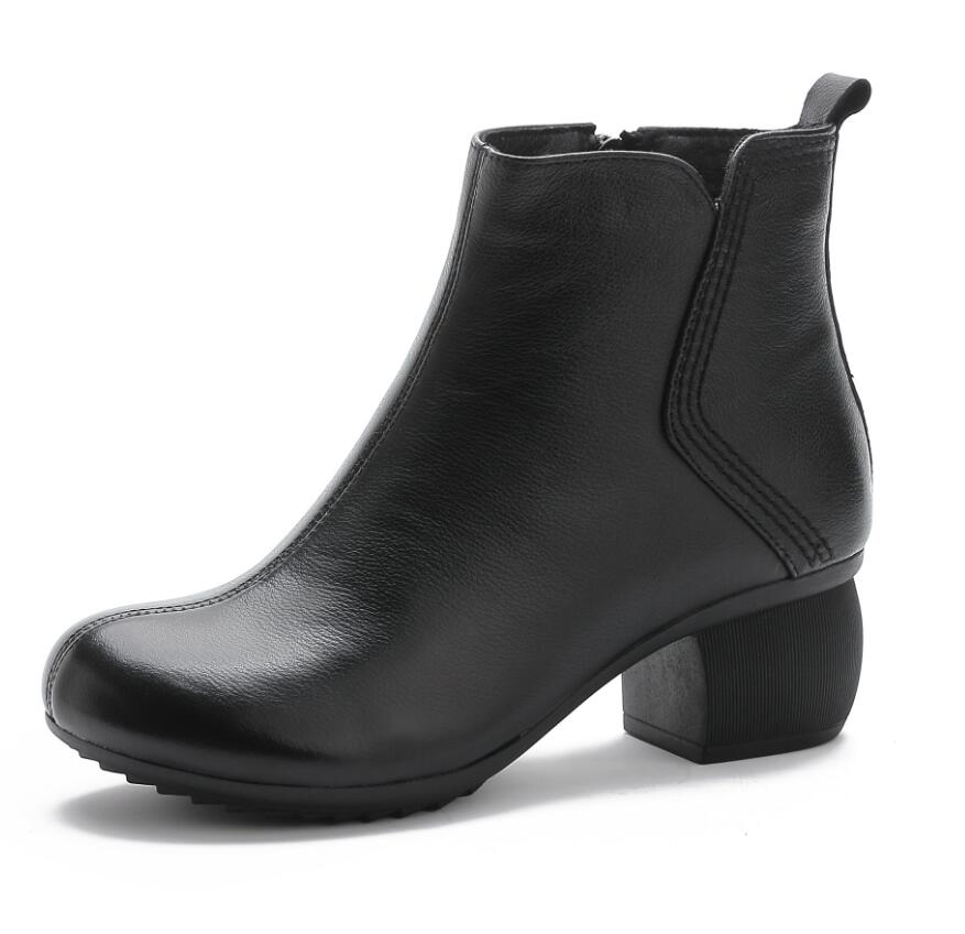 Vintage Style Genuine Leather Women Boots Flat Booties Soft Cowhide Women's Shoes
