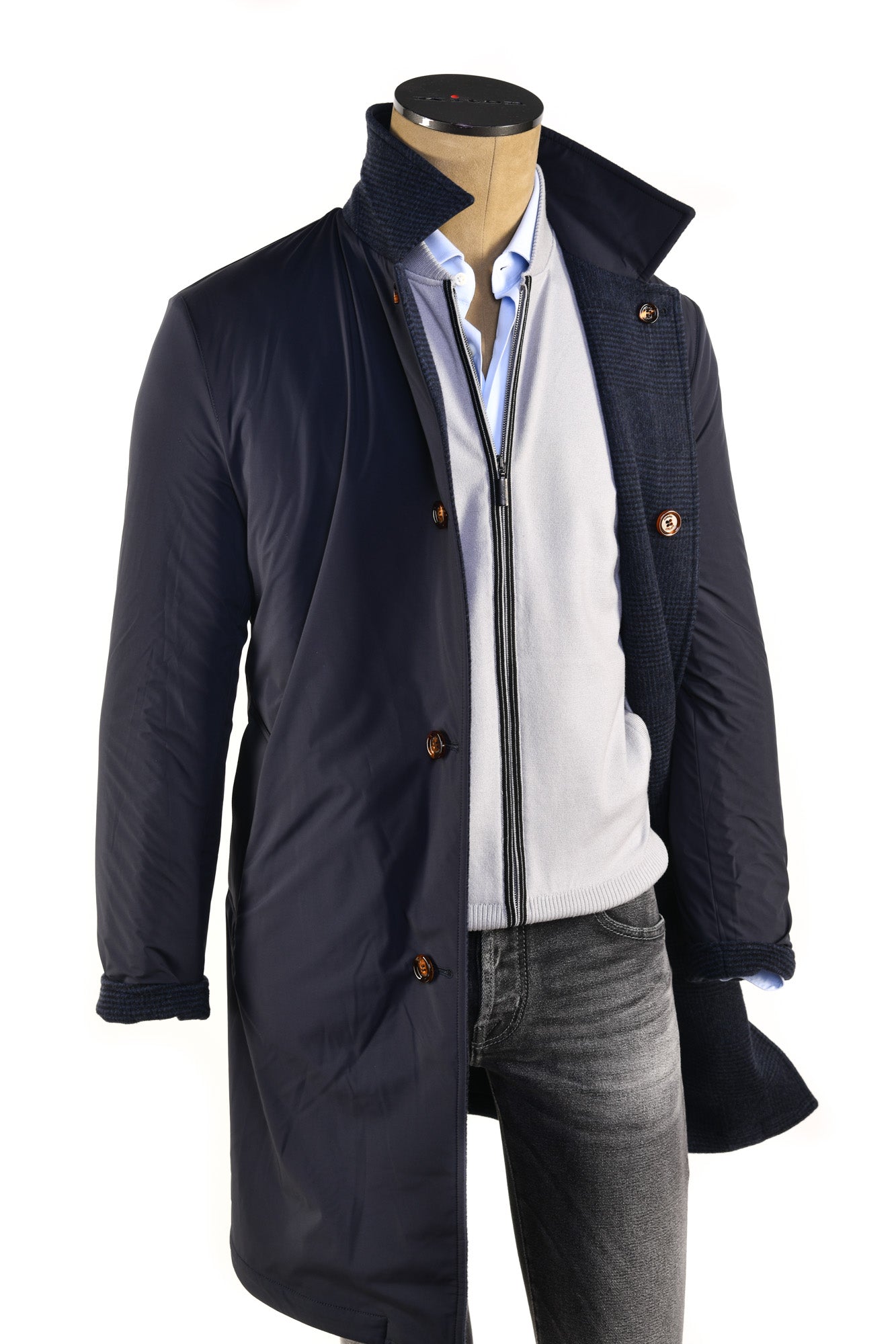 Kired by Kiton Peak Wool-Cashmere Reversible Overcoat