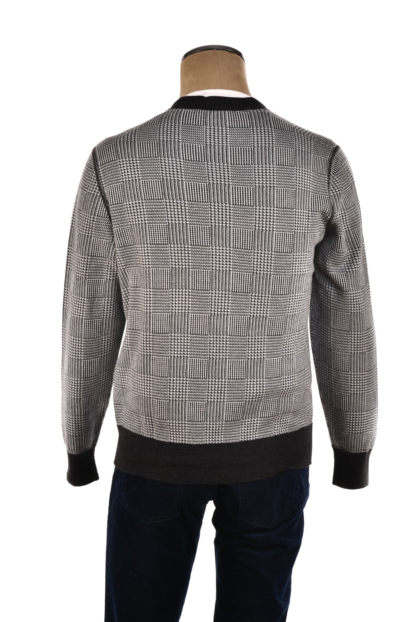 Manrico Prince of Wales Cashmere Button Down V-Neck Cardigan