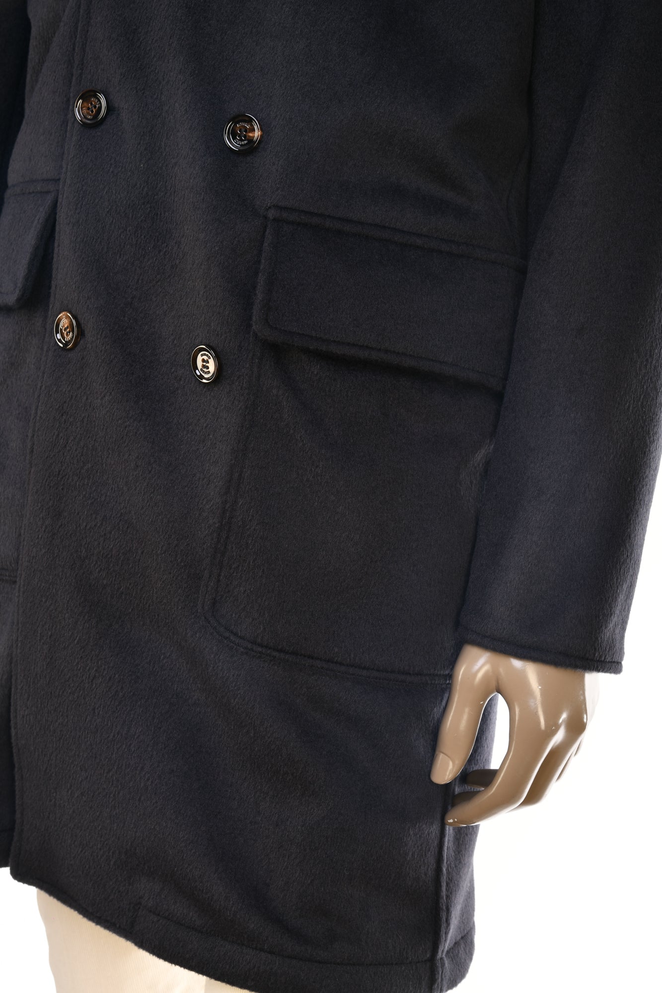 Kired Gyala Acrylic-Wool Double-Breasted Reversible Overcoat