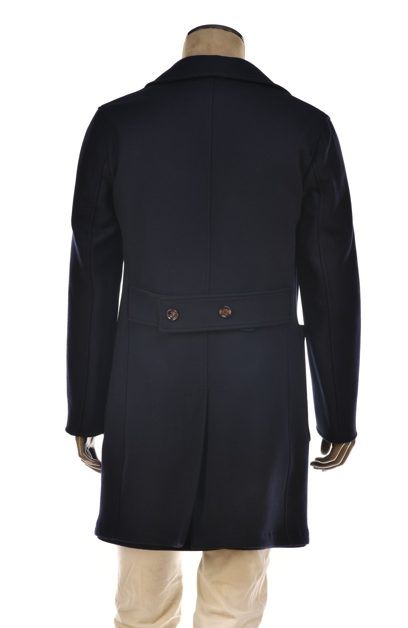Kired Gyala Solid/ Pinstripe Nylon-Virgin Wool Double-Breasted Reversible Overcoat