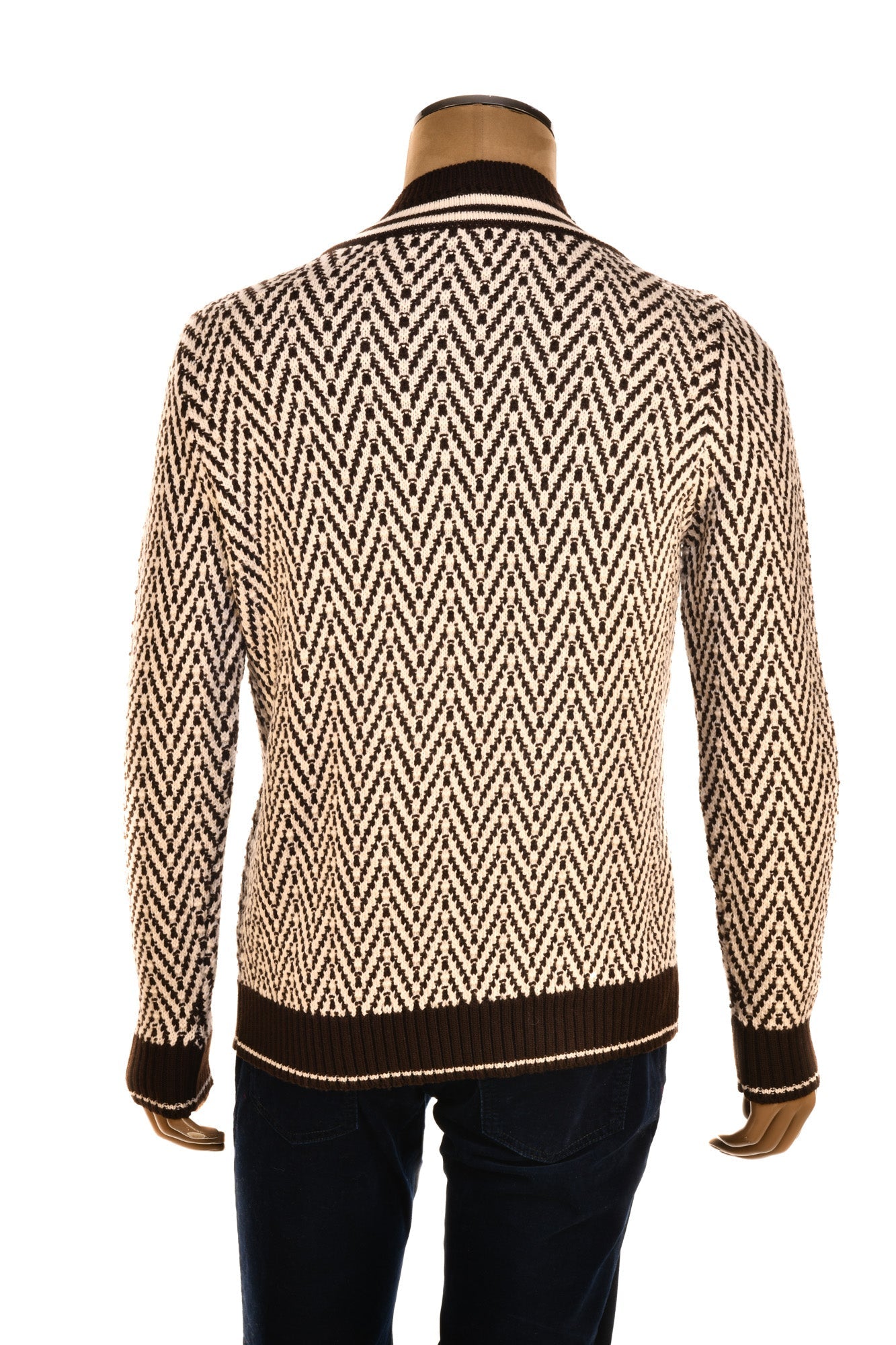 Fedeli Herringbone Virgin Wool V-Neck Knit Sweater
