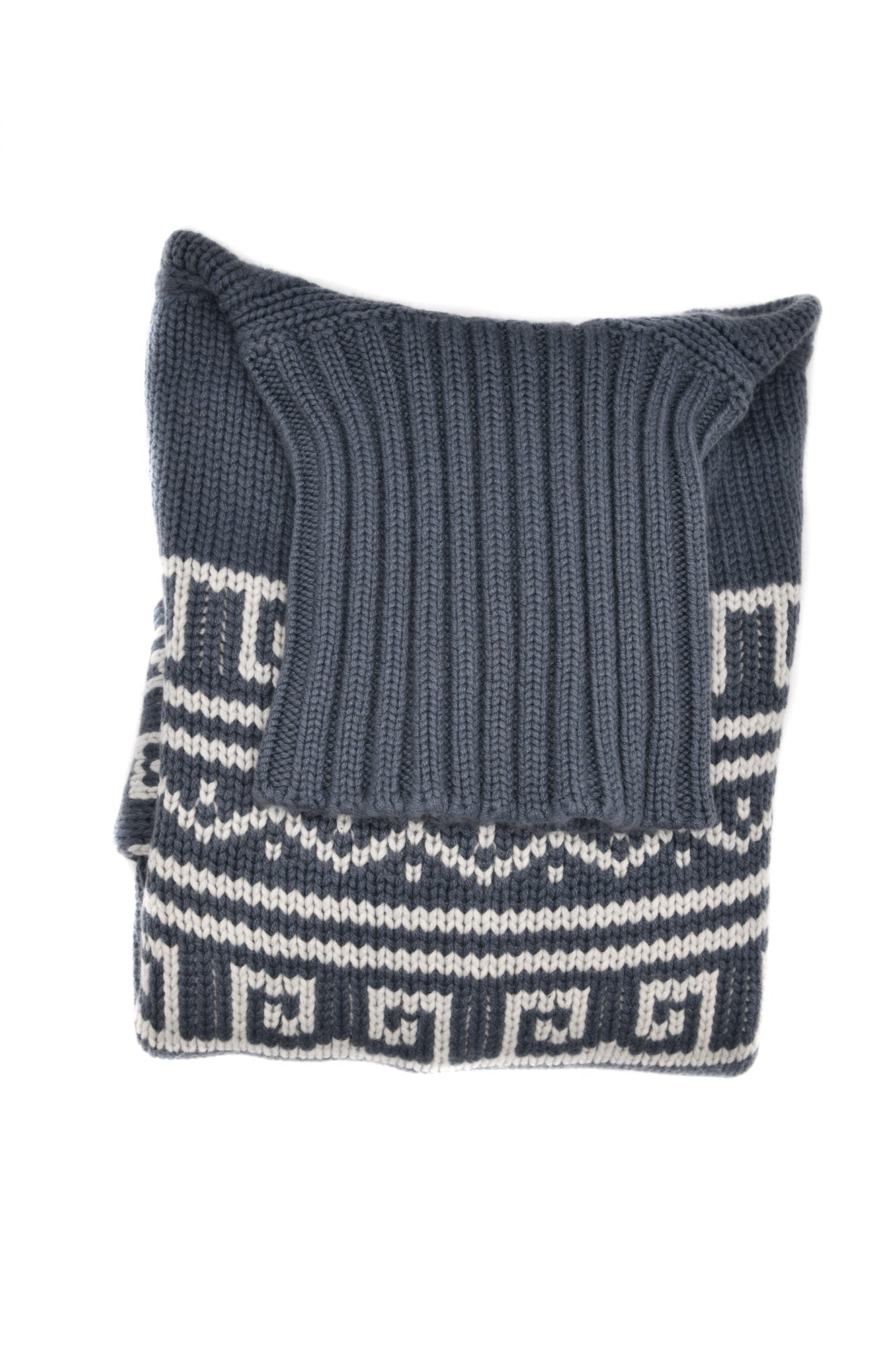 Manrico Cashmere Tribal Pattered Turtleneck Thick Knit Sweater