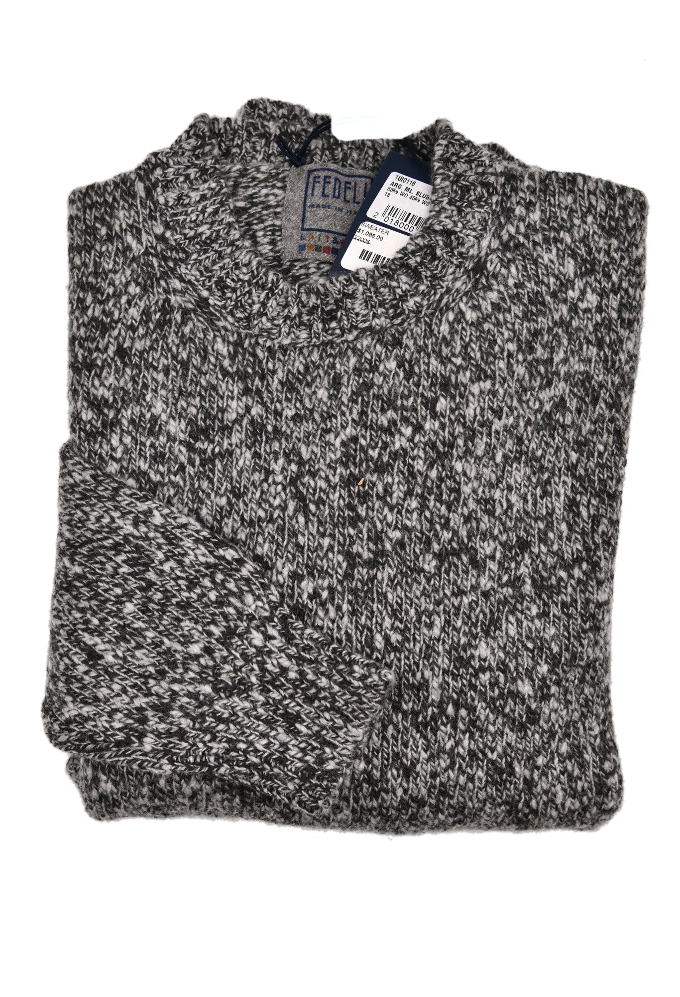 Fedeli Wool-Cashmere Marled Crewneck Knit Sweater