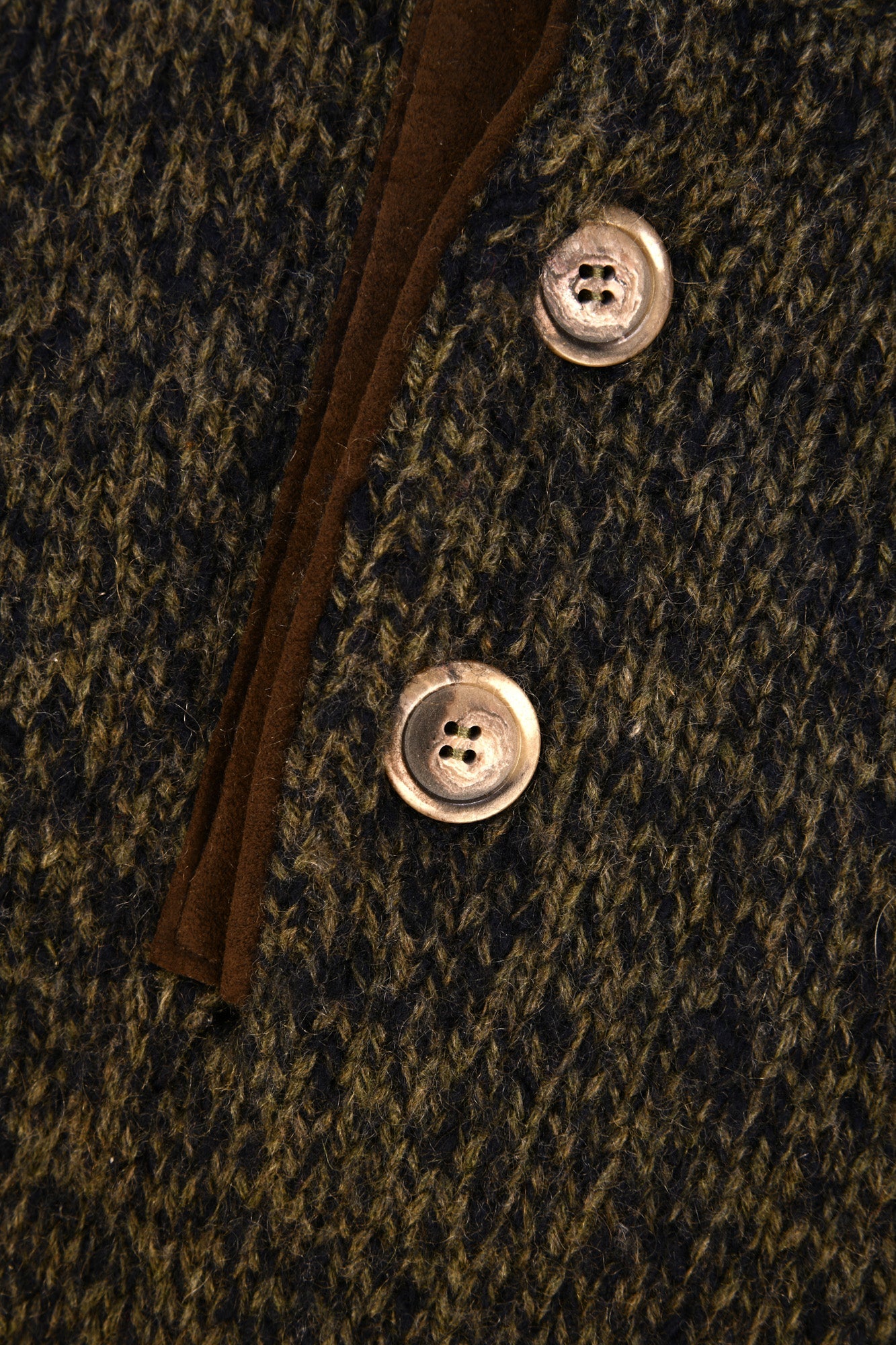 Fedeli Wool-Cashmere Marled Turtleneck Knit Quarter Button Up Sweater