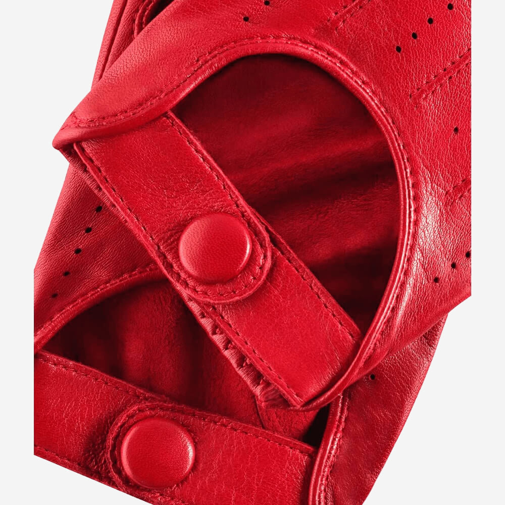 Alessa (red) - Classic Italian lambskin leather driving gloves