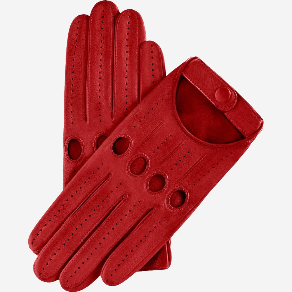Alessa (red) - Classic Italian lambskin leather driving gloves
