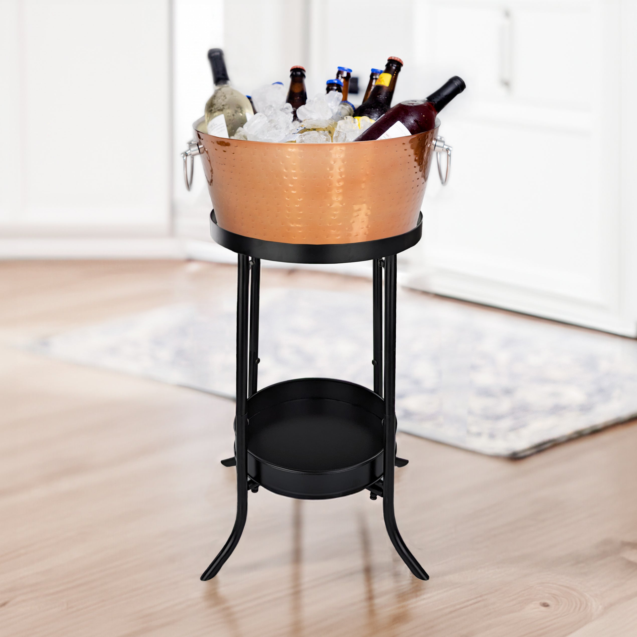 Anchored Beverage Tub Insulated with Stand in Rose Copper 26-inch | BREKX
