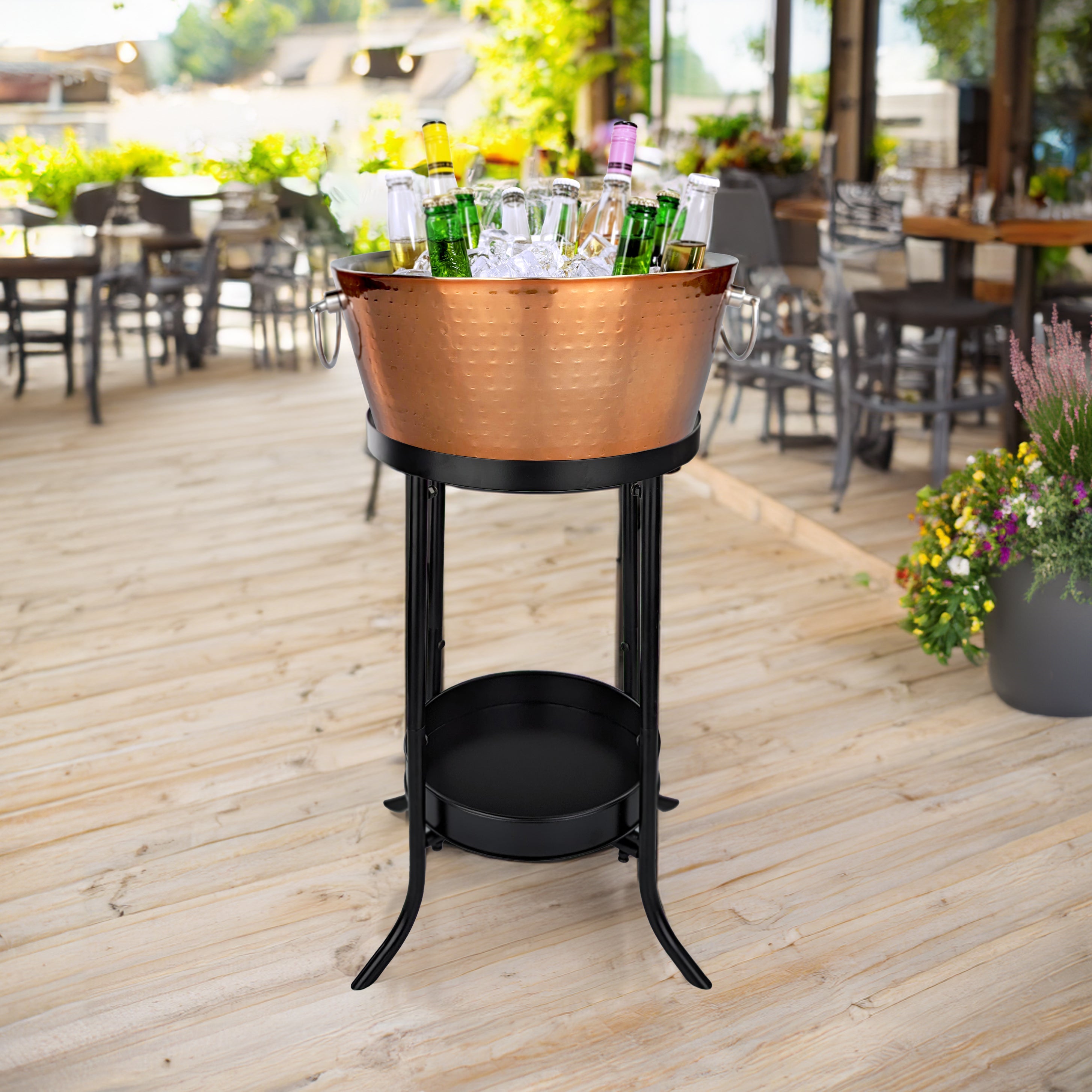 Anchored Beverage Tub Insulated with Stand in Rose Copper 26-inch | BREKX