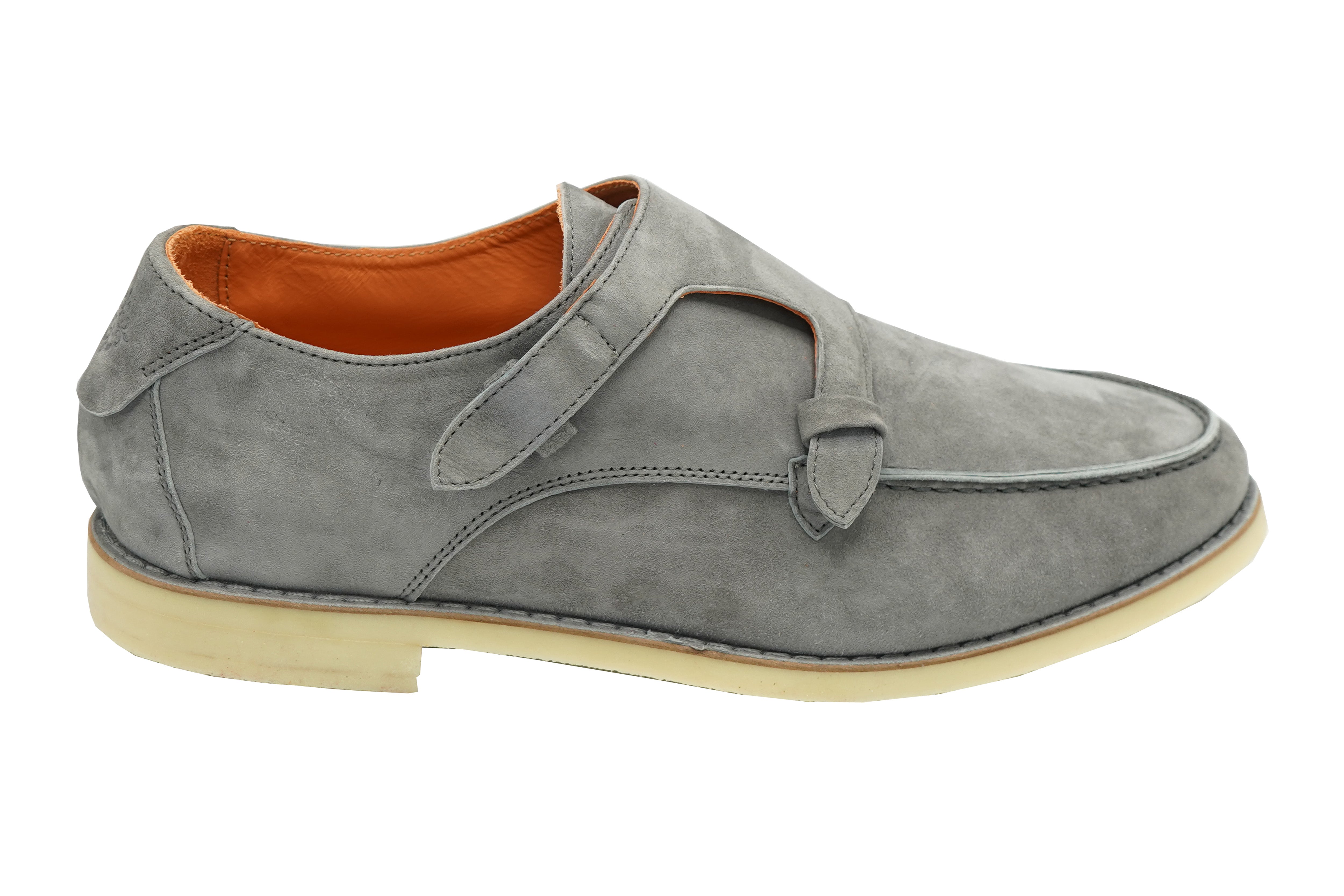 Andrea Ventura Master 2 Laces Solid Suede Elastic Monk Strap Slip-On Shoes