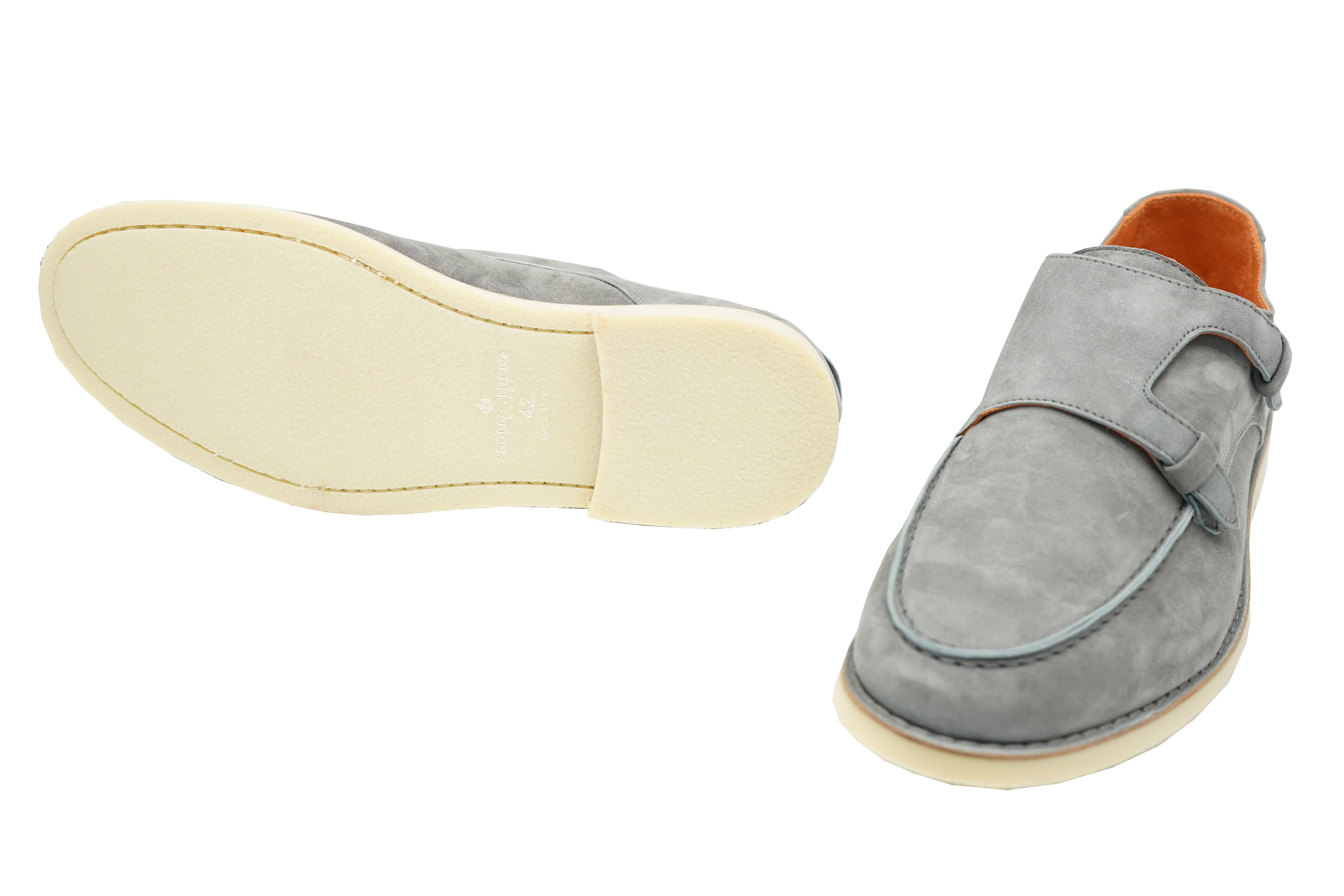 Andrea Ventura Master 2 Laces Solid Suede Elastic Monk Strap Slip-On Shoes
