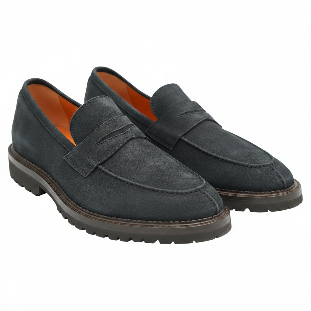 Andrea Ventura Norvegese Mocassino Adler Solid Suede Penny Loafers