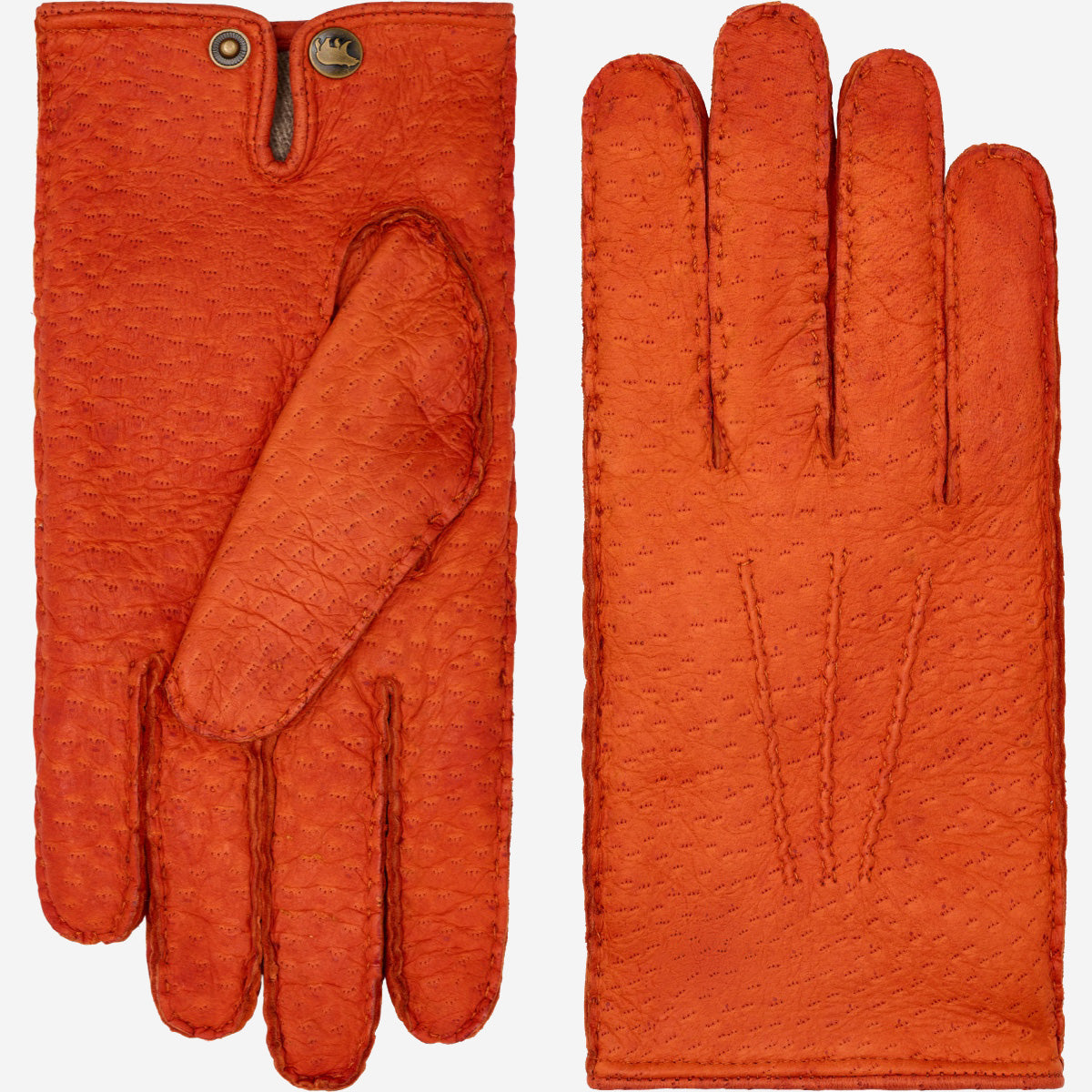 Antonio (orange) - Luxurious Italian peccary leather gloves with cashmere lining