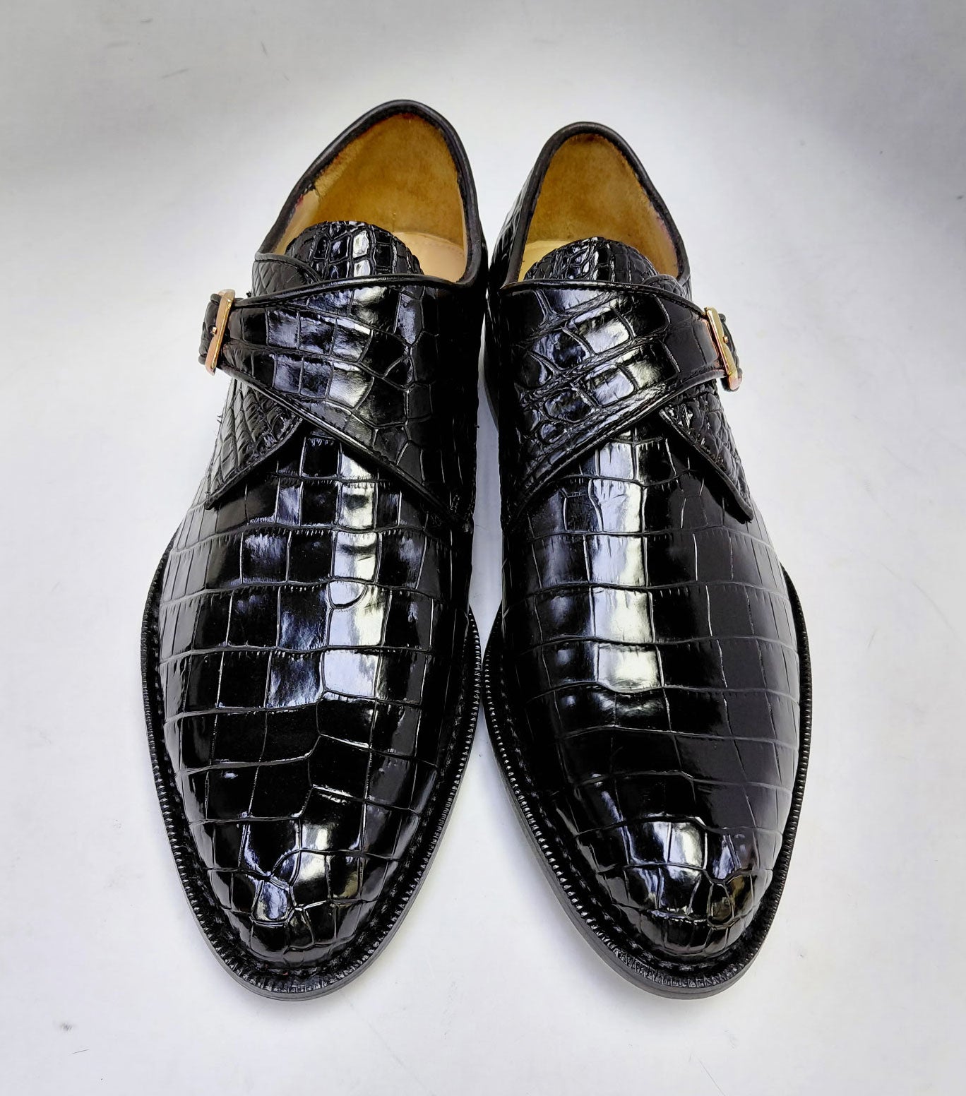 Maurice Jersey Alligator Monkstrap Shoe - Black