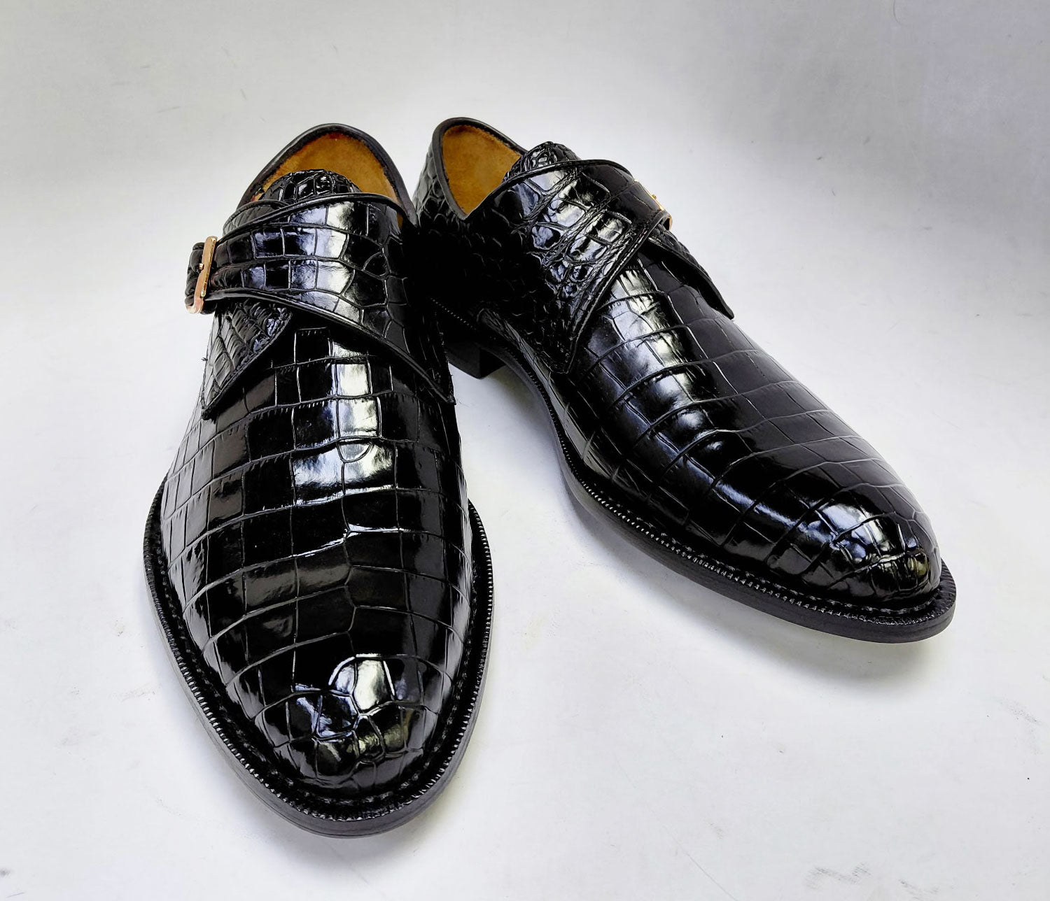 Maurice Jersey Alligator Monkstrap Shoe - Black