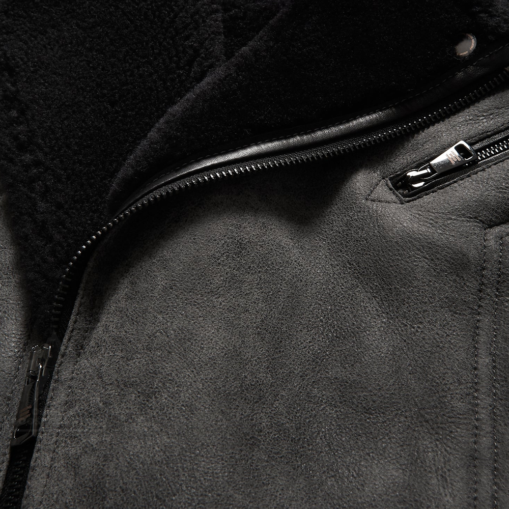 New Men Flying Sheepskin Shearling Moto Leather Flying Jacket