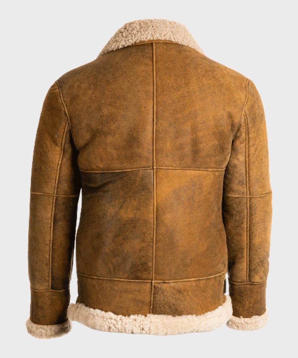 Aviator Men’s Brown Sheepskin Shearling B3 Leather Jacket