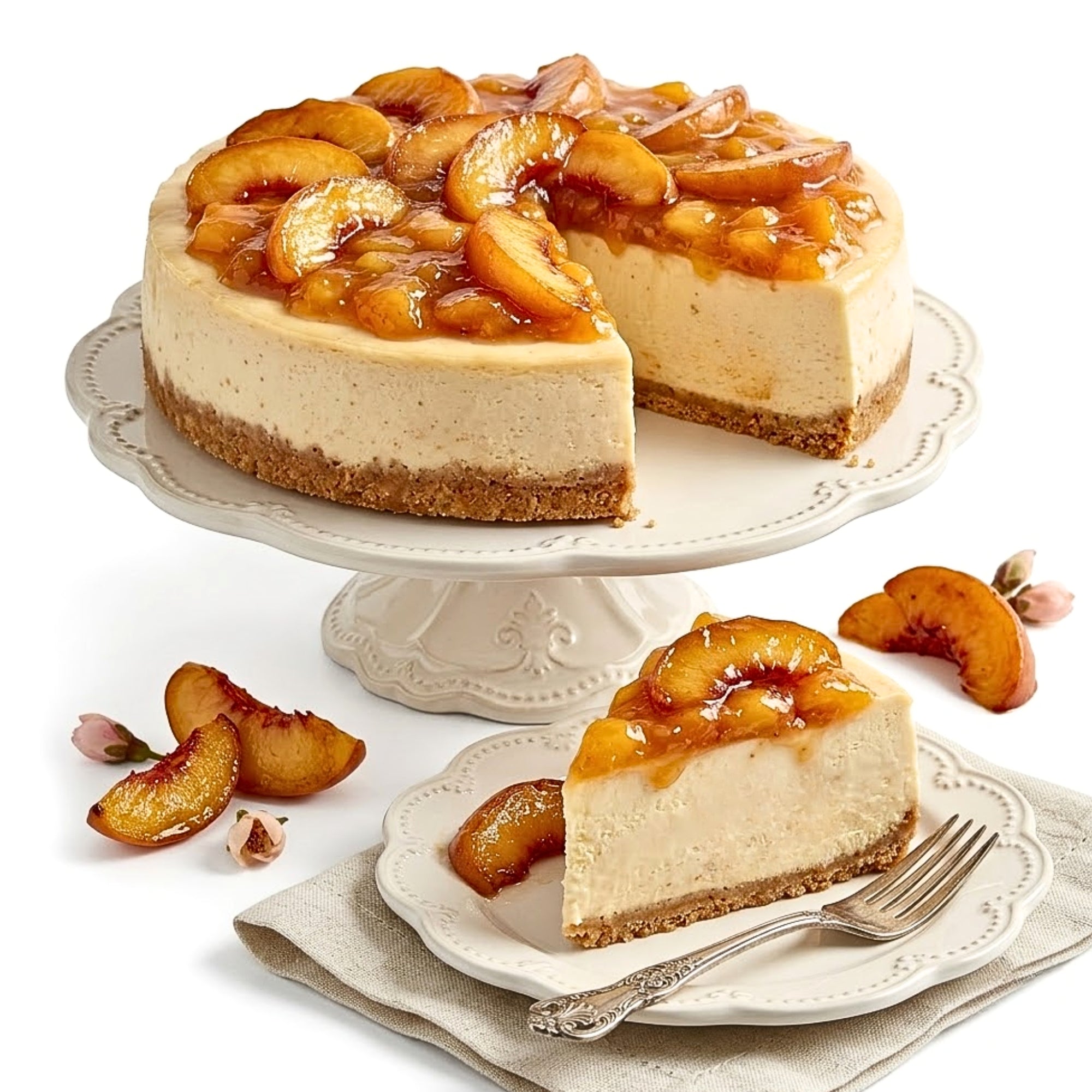 Andy Anand Sugar-Free Peach Cheesecake, 9-Inch, 2.6 lb – Diabetic-Friendly, Delicious, Fresh California Cream Cheese, Birthday Gift Box