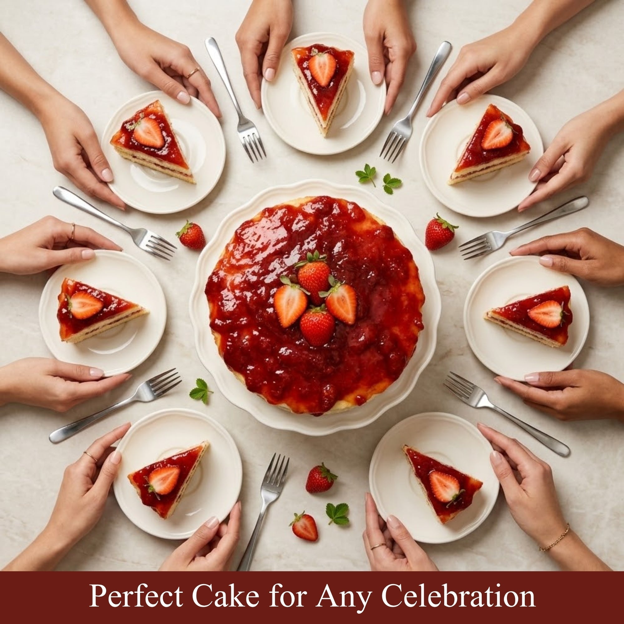 Andy Anand Traditional Strawberry Cake, 9-Inch, 2 lb – Freshly Baked, Real Strawberries, No Preservatives, Birthday & Celebration Gift Box