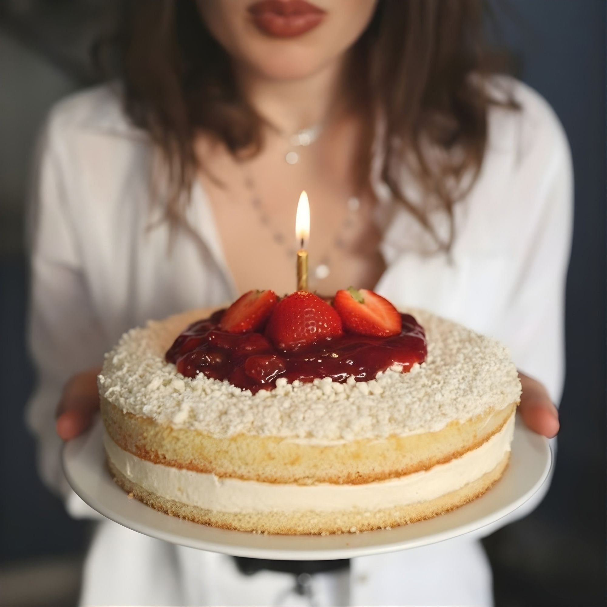 Andy Anand Sugar Free Swedish Strawberry Cream Cake (Jordgubbstårta), 2.5 lbs – Diabetic Friendly, No Sugar Added, Fresh Strawberries & Whipped Cream, Traditional Scandinavian Celebration Dessert