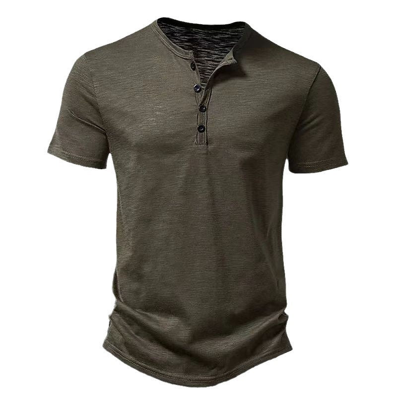 Solid color Henry collar T-shirt Polo shirt