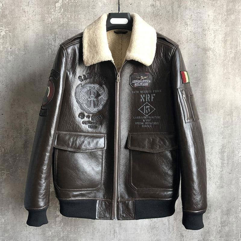 B3 Bomber Jacket Natural Sheep Fur Coat – Winter Warm Sheepskin Jacket