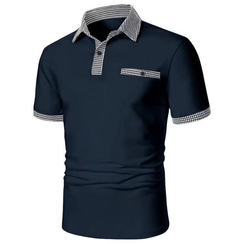 Polo shirt with houndstooth short sleeved collar and T-shirt top