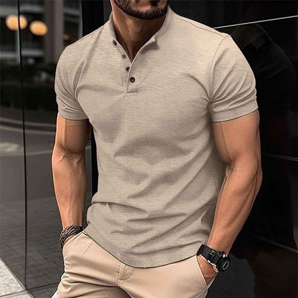 Men's Button Henley Neck Sports Polo Shirt