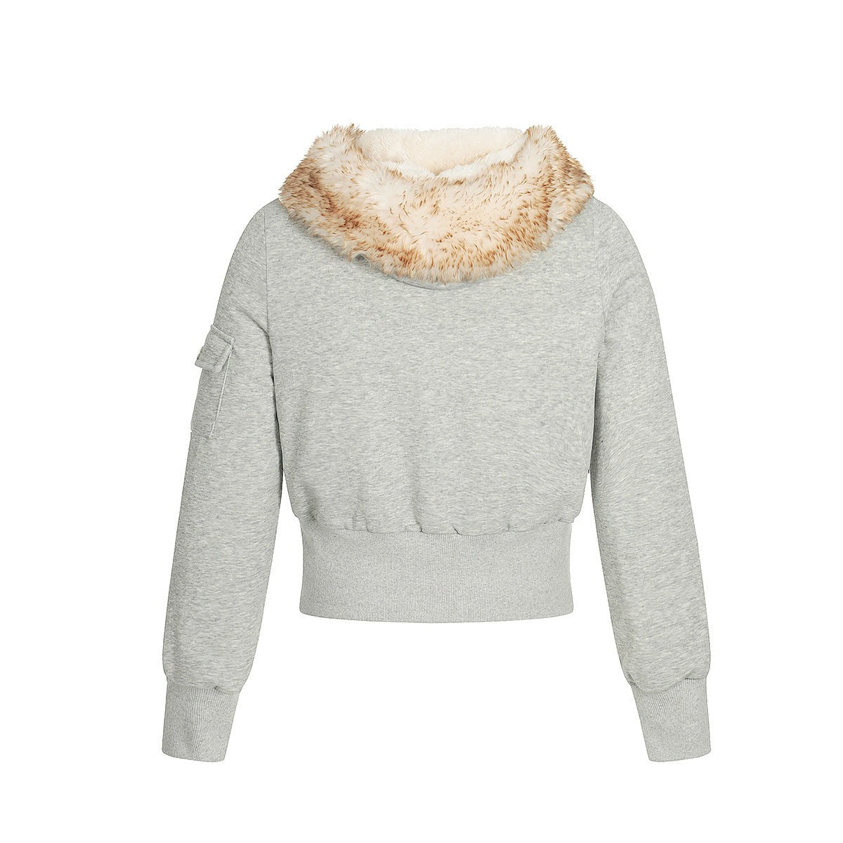 Warm fleece lined cotton jacket with fur collar and sweatshirt jacket