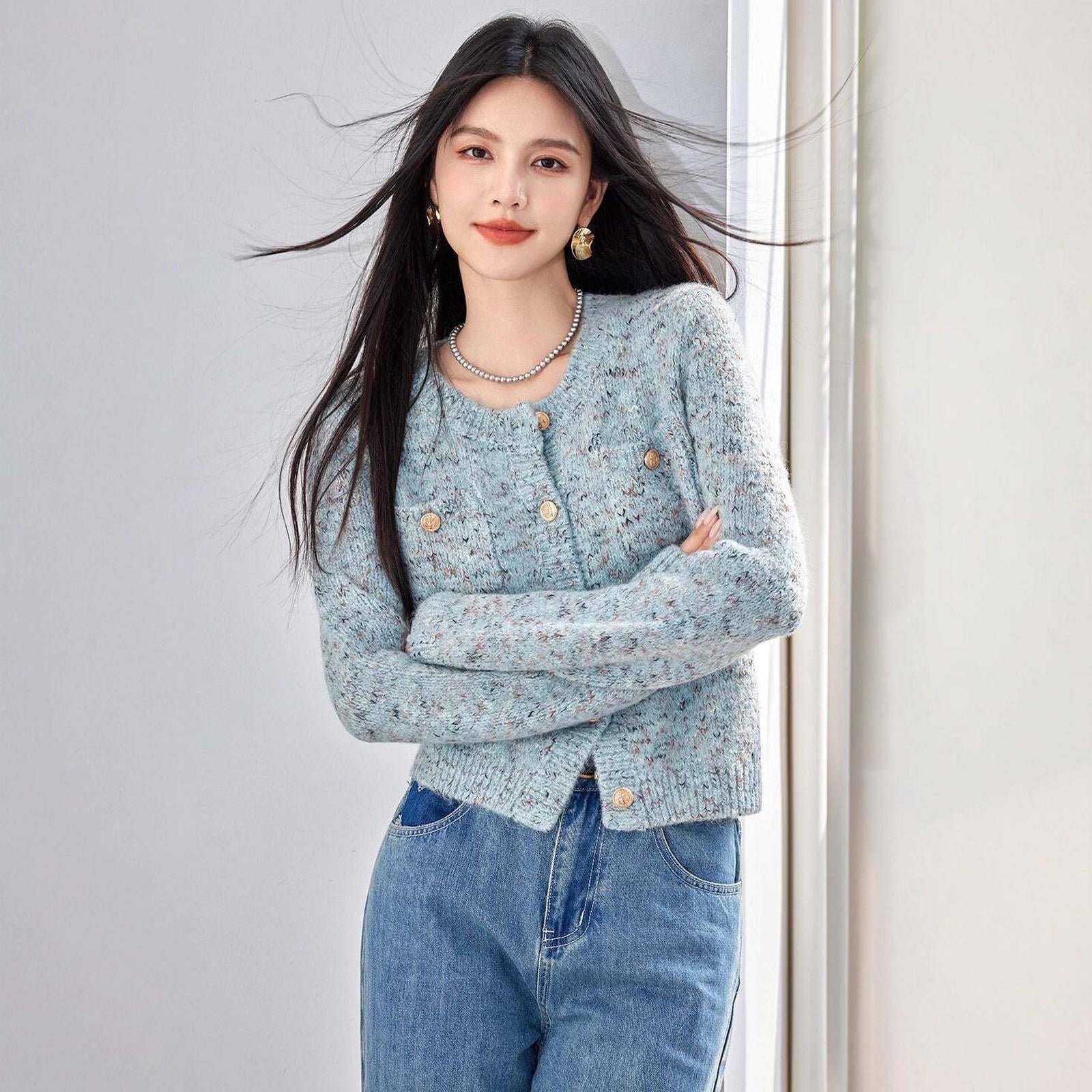 Chic Knit Cardigan Coat for Women, Soft and Cozy Cashmere-Style Sweater, Loose-Fit Elegant Top